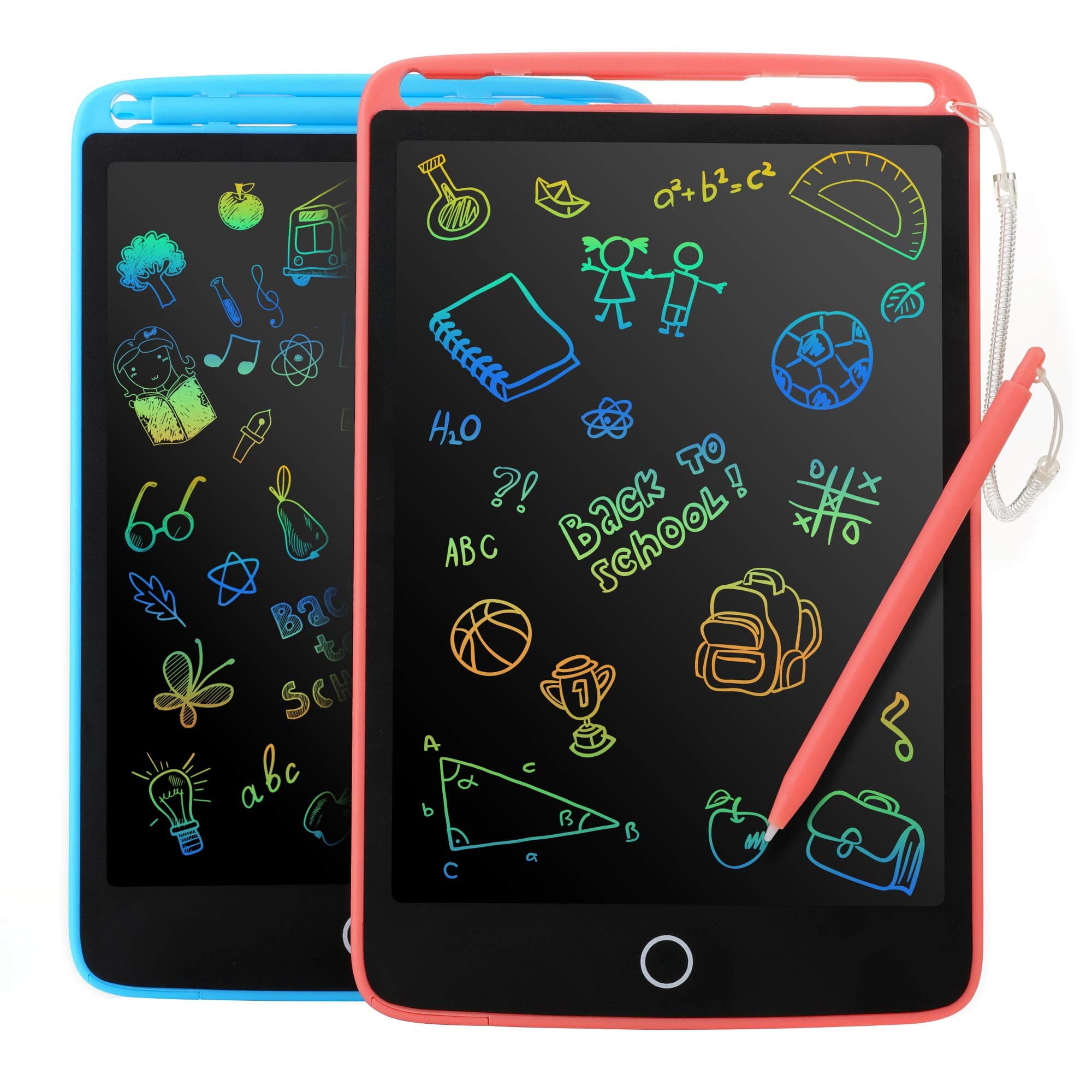 KIDWILL 2 Pack LCD Writing Tablet for Kids - Colorful Screen Drawing Board 8.5inch Doodle Scribbler Pad Learning Educational Toy - Gift for 2-6 Years Old Boy Girl (Blue/Pink)