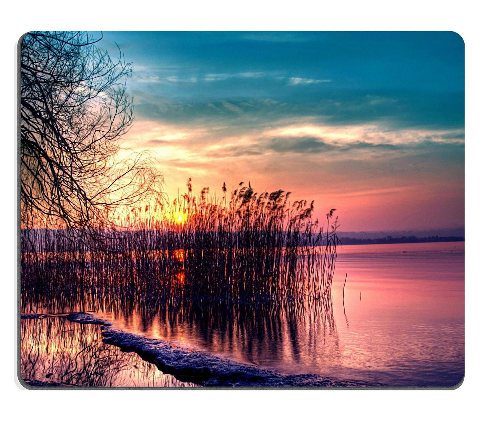 Clouds Beautiful Lake Tree Colorful Nature Mouse Pads Customized Made to Order Support Ready 9 7/8 Inch (250mm) X 7 7/8 Inch (200mm) X 1/16 Inch (2mm) High Quality Eco Friendly Cloth with Neoprene Rubber Liil Mouse Pad Desktop Mousepad Laptop Mousepads Comfortable Computer Mouse Mat Cute Gaming Mouse pad
