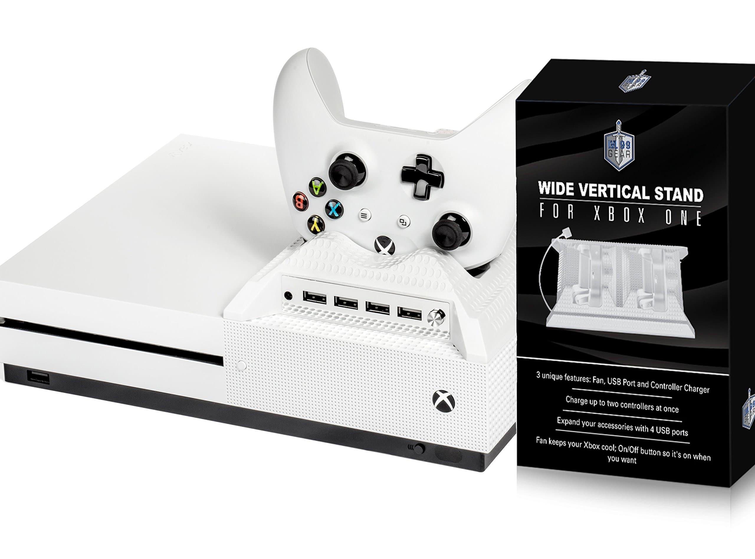 White Xbox One S Fan, USB Hub and Controller Charger - Matches the Xbox One Console - Premium Xbox One Accessories