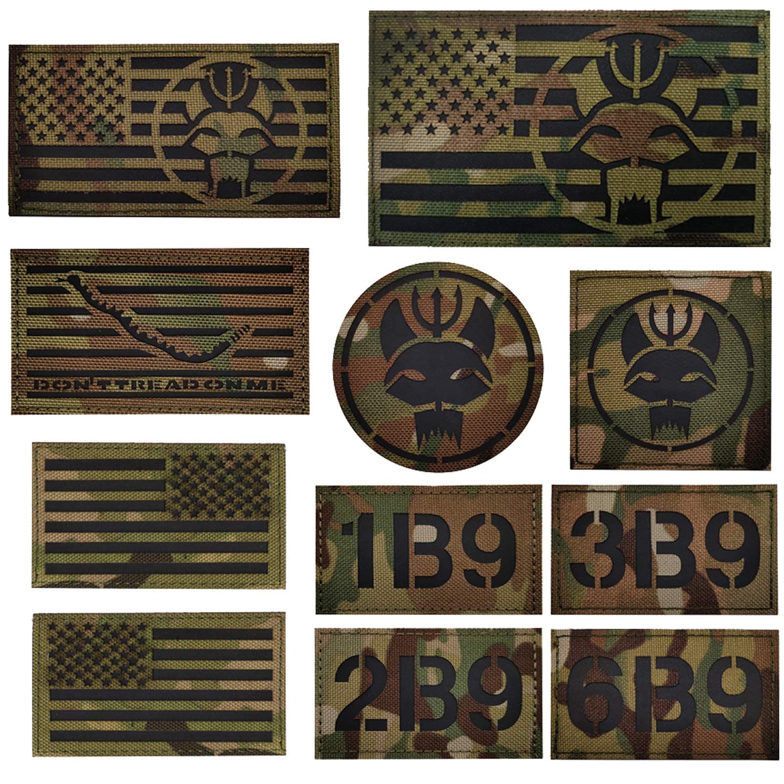 Seal Team DEVGRU Trident Cat Head IR Infrared Reflective Patch, Customizable Personalized American Flag, Call Sign, Dont Tread On Me Army Morale Military Tactical Fastener Hook Loop Backed Patches