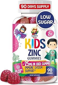 Zinc Gummies for Kids - Chewable Zinc Gummy Supplement for Children Immune Support - Low Sugar Natural Antioxidant Non-GMO Vitamin Chewables for Toddlers & Teens - 90 Gummies