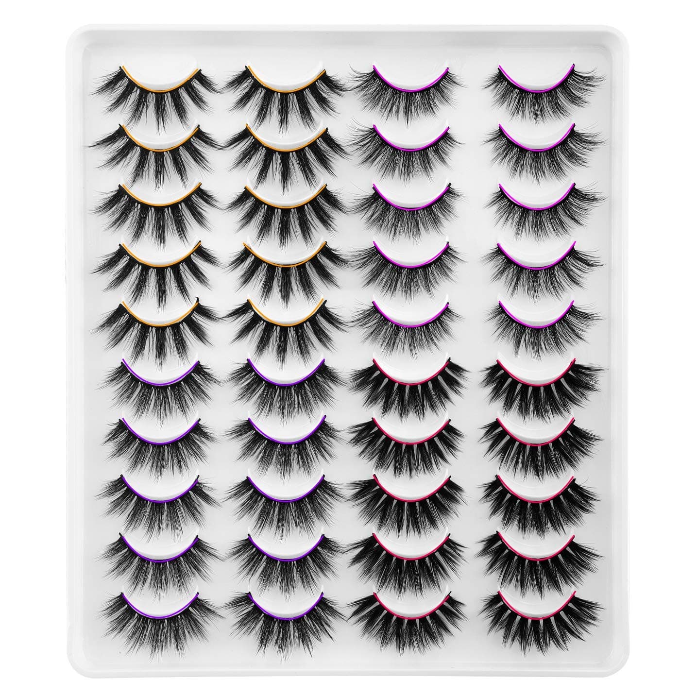 Faux Mink Lashes Pack 20 Pairs Wholesale False Eyelashes Dramatic Long Fluffy Wispy Fake Eye Lashes Bulk