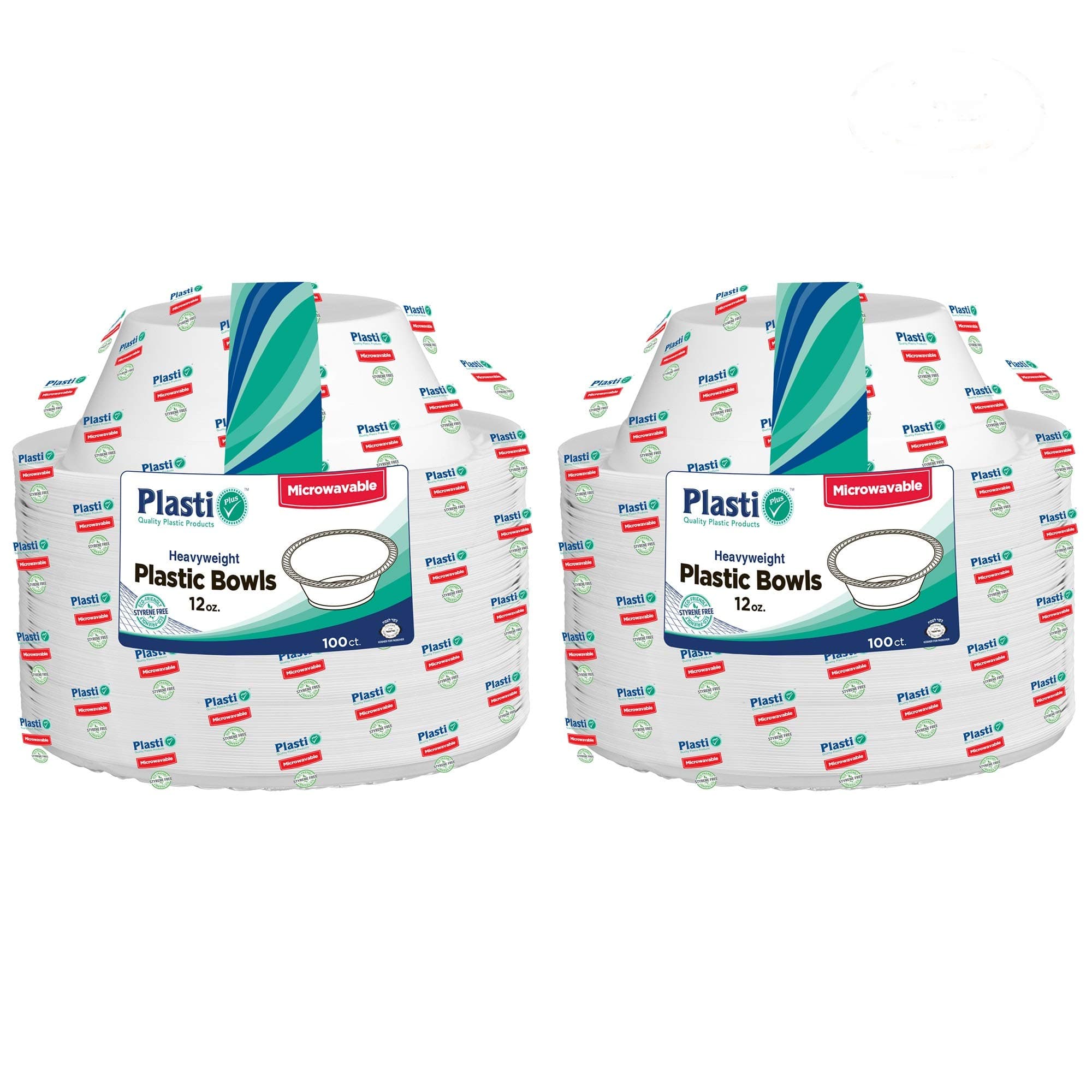 [200 Count] Plasti Plus Disposable Plastic White 12 oz Heavy Weight Soup Bowls, Great For Weddings, Home, Office, School, Party, Picnics, Take-out, Fast Food, Outdoor, Events, Or Every Day Use,