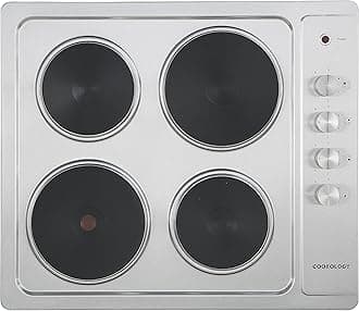 – SEP601SS 60cm Cooktop Solid Plate Electric Hotplate Hob in Stainless Steel - 4 Cooking Zones - Built-in Worktop - 6 Heat Settings - Rotary Dials