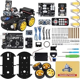 ELEGOO UNO Project Smart Robot Car Kit V 3.0 with UNO R3, Line Tracking Module, Ultrasonic Sensor, IR Remote Control Module etc. Intelligent and Educational Toy Car Robotic Kit for Kids Teens,,