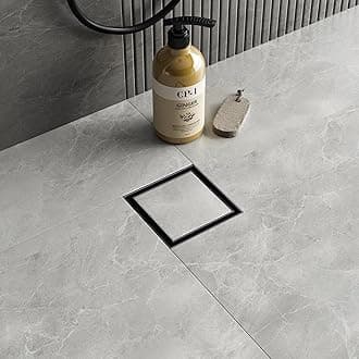 4-Inch Square Shower Drain with Removable Tile Insert Grate,Matte Black 304 Stainless Steel,CUPC Certified, Includes Hair Strainer