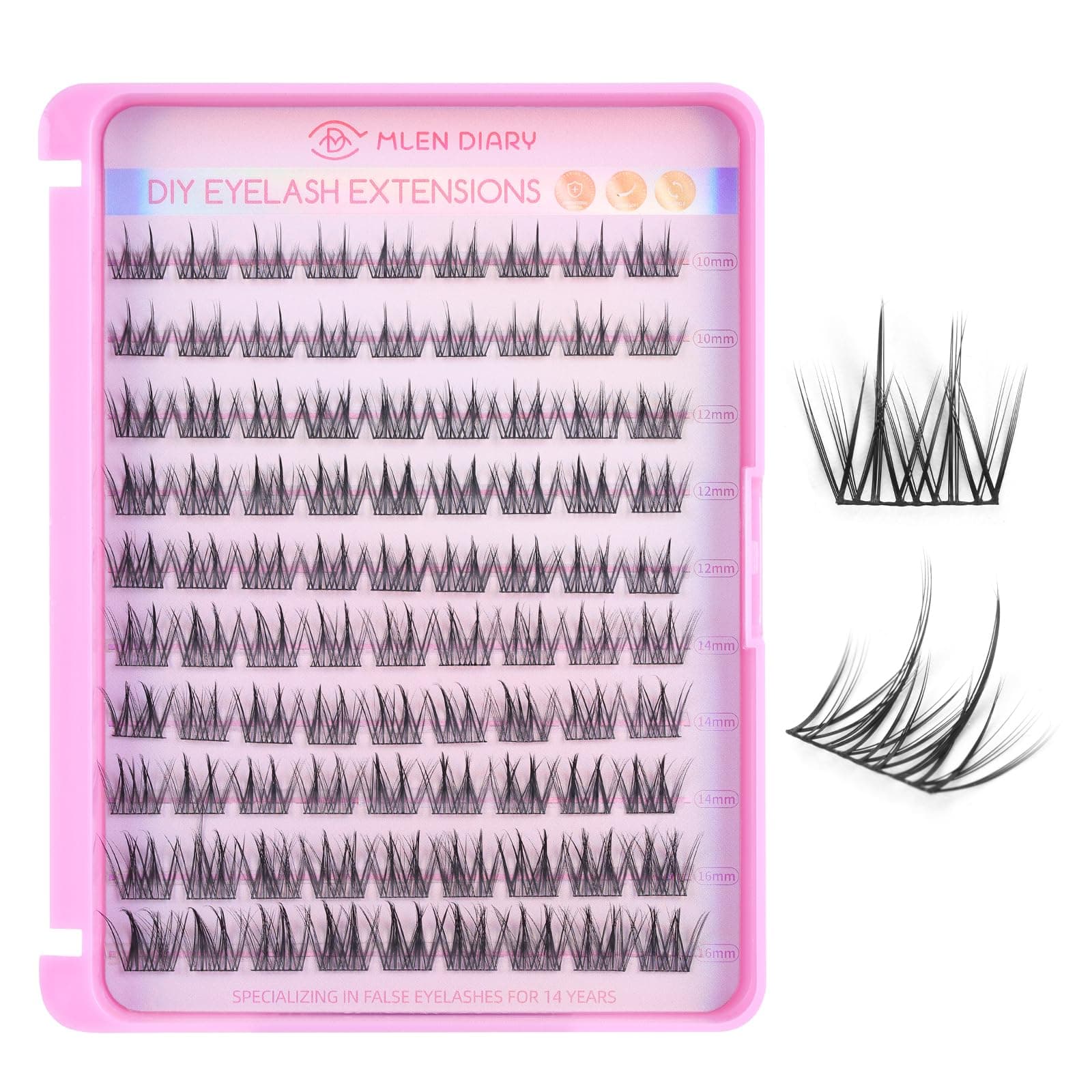 Lash Cluster DIY Eyelash Extensions 90 Clusters Lashes 10-16mm D Curl Mega Wispy Volume Individual Lashes Eyelash Clusters Extensions DIY at Home