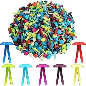 500 Pieces Paper Fasteners Brads Round Fasteners with White Paper Box for Art Crafting School Project Decorative Scrapbooking DIY Supplies, 8 x 15 mm (Mixed Color)