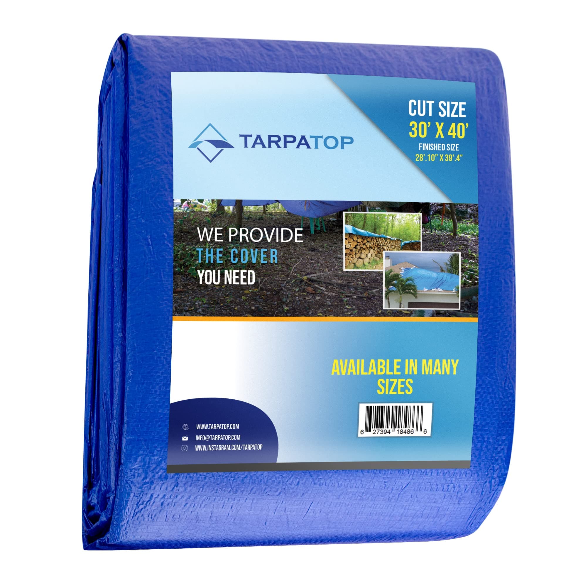 Multi-Purpose Waterproof Heavy Duty Poly Tarp - 30X40 Large Blue With Grommets Every 3ft - Rot, Rust, and UV Resistant, Weatherproof Covers for Camping, Farming, Vehicles, and More