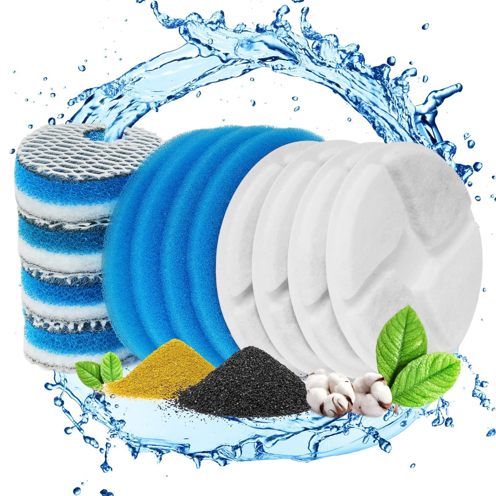 PROTON 2Pack Carbon Filters,2Pack Filters and 2 Pack 8D Filters for Cat Water Fountain Stainless Steel