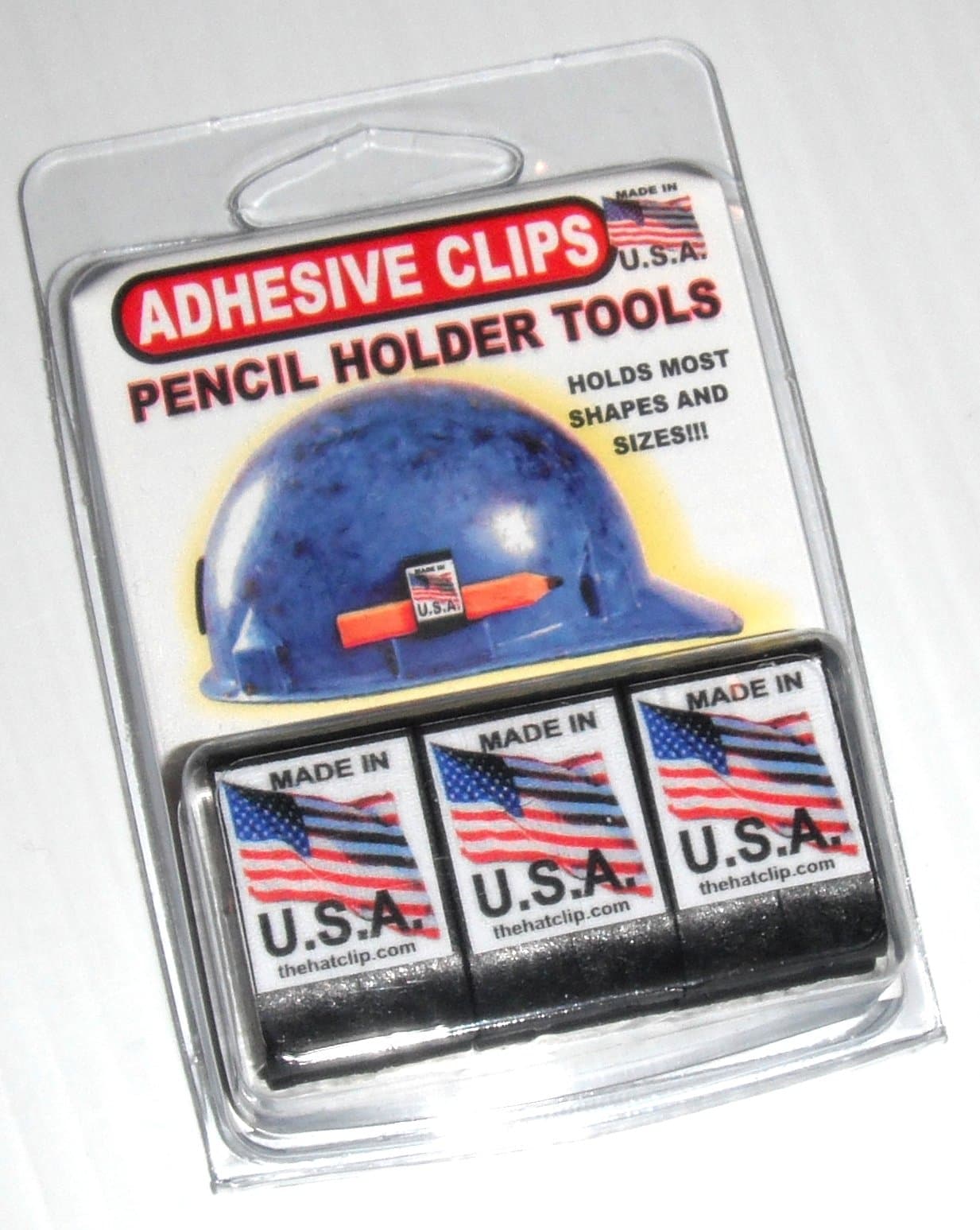 Hard Hat Pencil Holder Adhesive Clip Tool with tons of uses 3 PACK BLACK