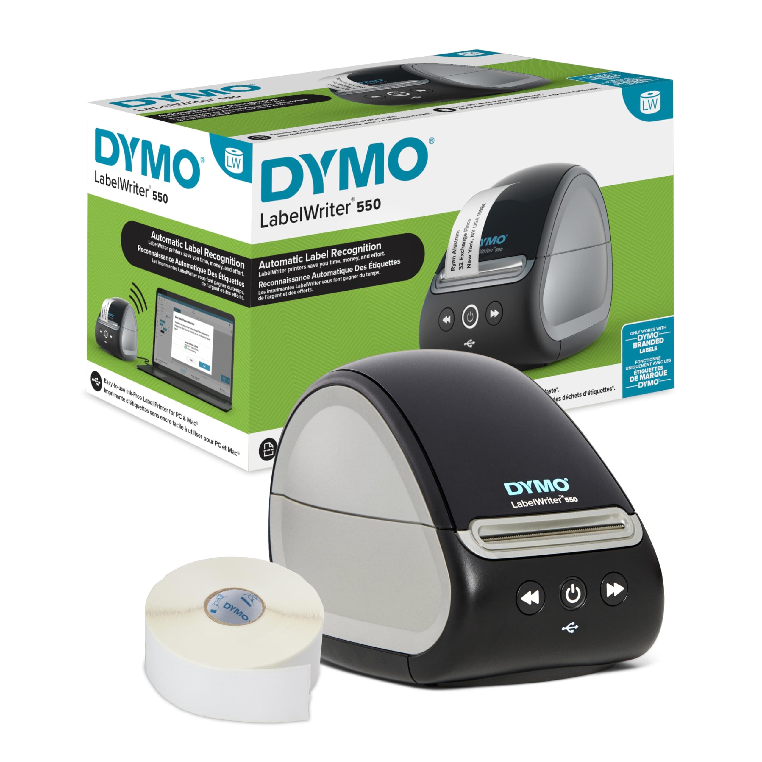 LabelWriter 550 Series: Dymo-Branded Label Compatibility, Automatic Recognition, Low-Waste Printing, and Plastic-Free Packaging