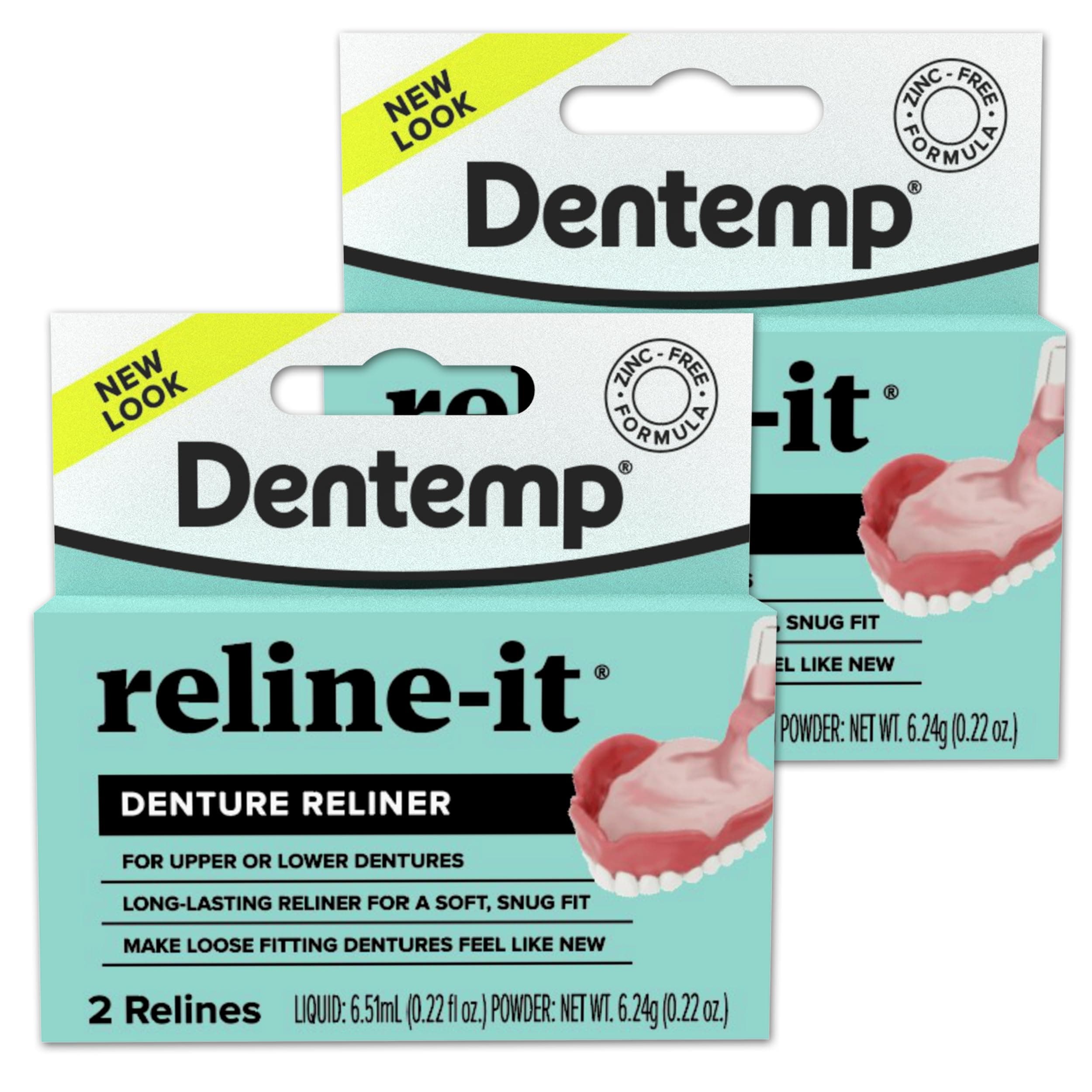 Dentemp Denture Reline Kit - Advanced Formula Reline It Denture Reliner (Pack of 2) - Denture Kit to Refit and Tighten Dentures for Both Upper & Lower Denture (Packaging May Vary)