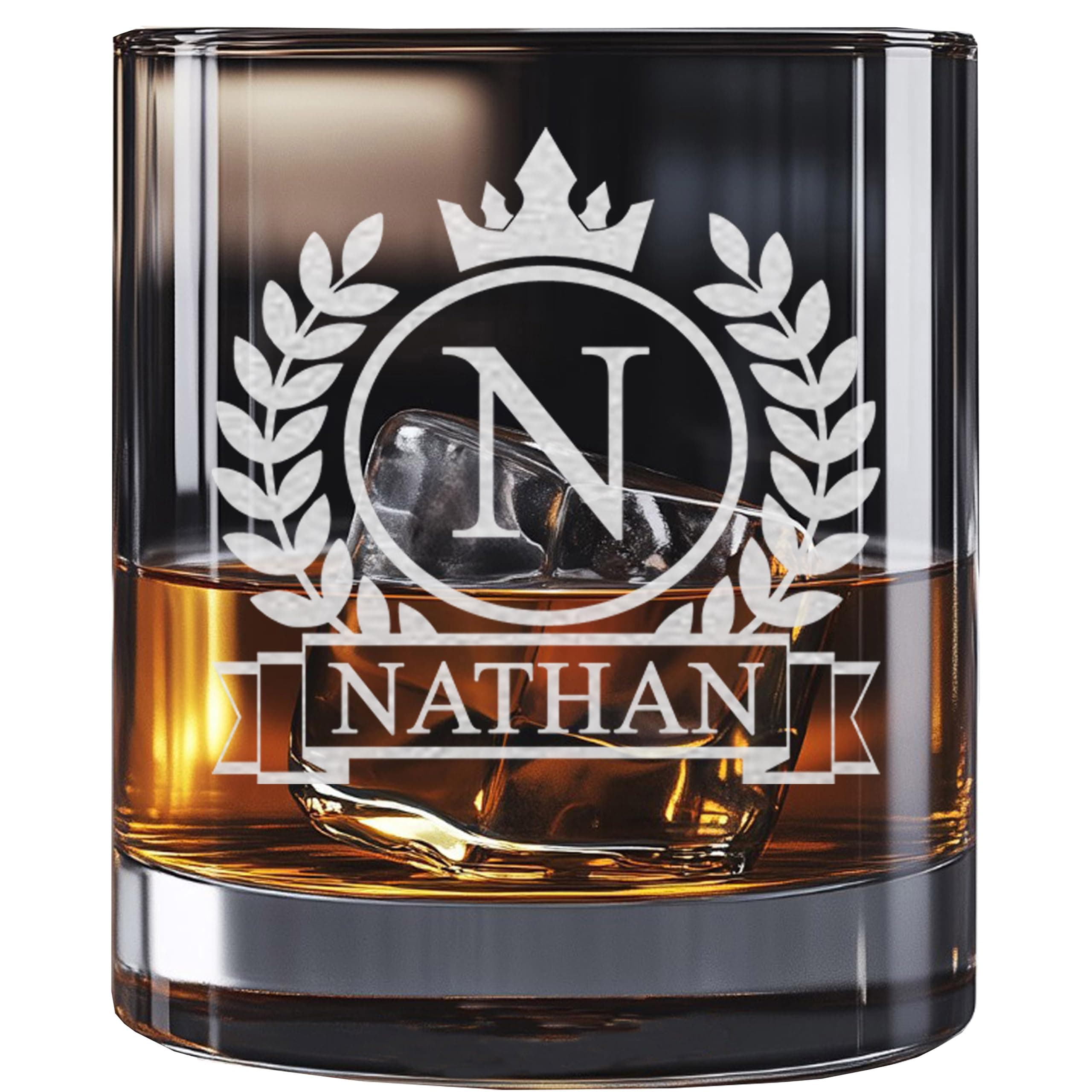 Personalized Whiskey Glass for Men, Custom Engraved Name & Initial Rocks Glasses, 11oz, Barware for Men, Father’s Day Gifts