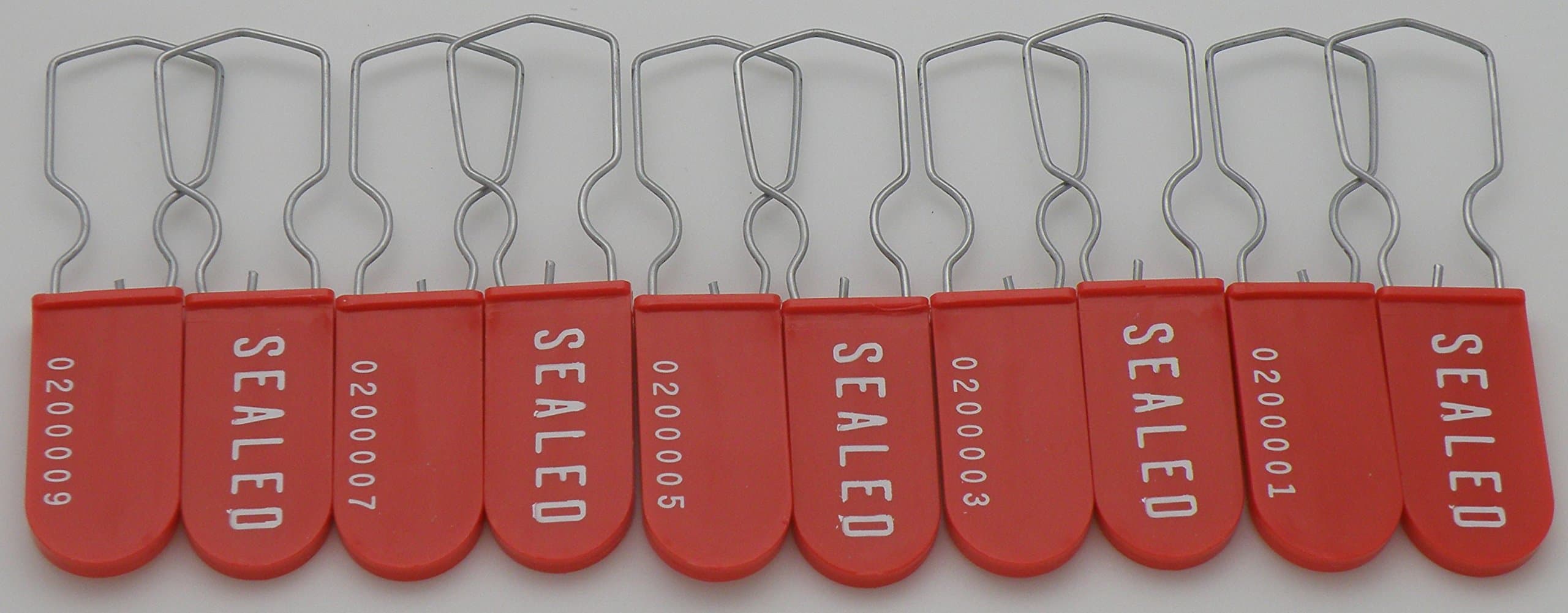 Plastic Padlock Security Seal with Large Shackle Metal Wire (Red, 10 Pack)