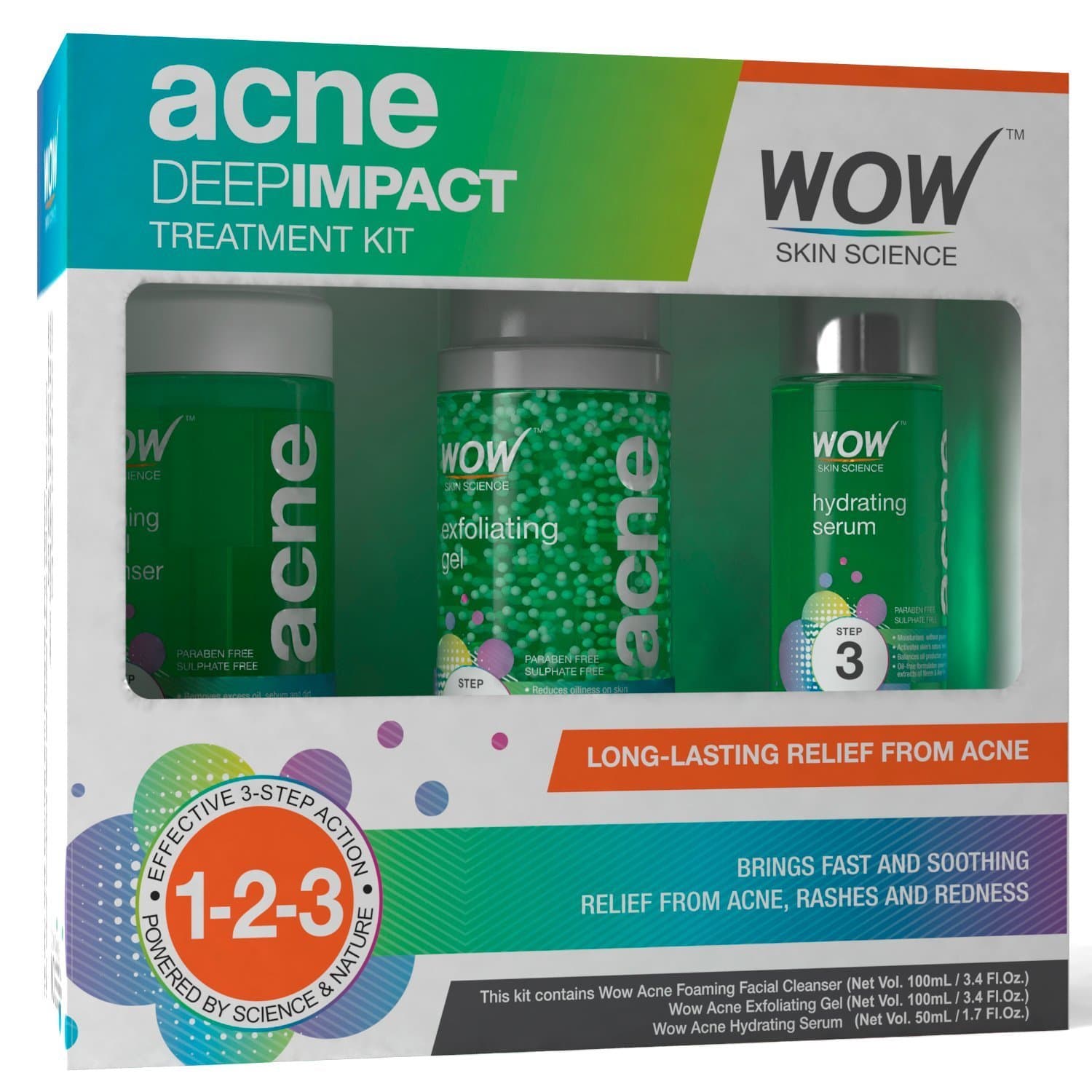 WOW Acne DEEP IMPACT TREATMENT KIT - STEP 1-2-3 - Acne Spot Therapy - No Parabens - No Sulphate