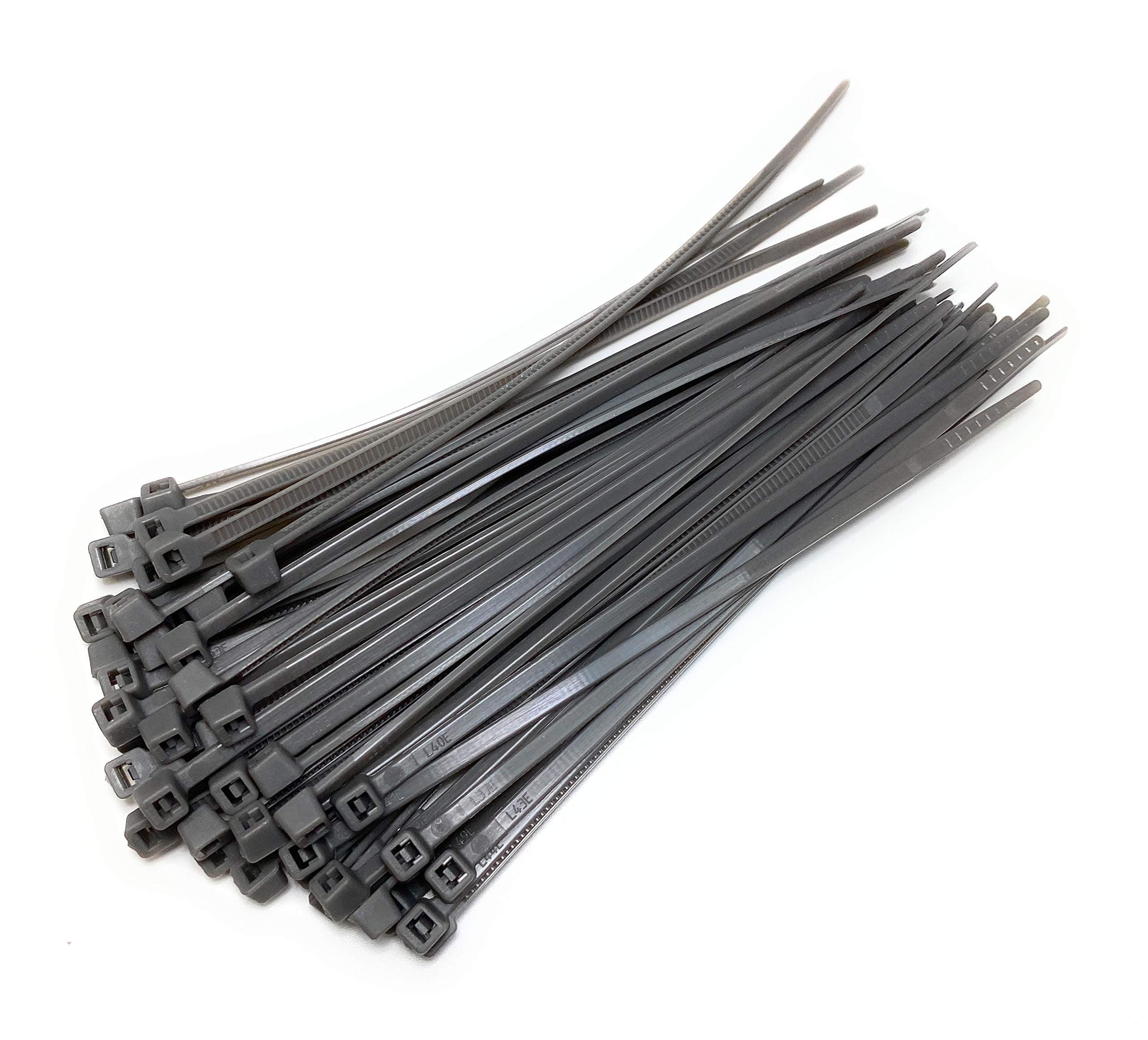 Nylon Plastic Cable Ties Long and Wide Extra Large Zip Ties Black and White wrap 50 pieces (Silver, 4.8mm x 200mm)