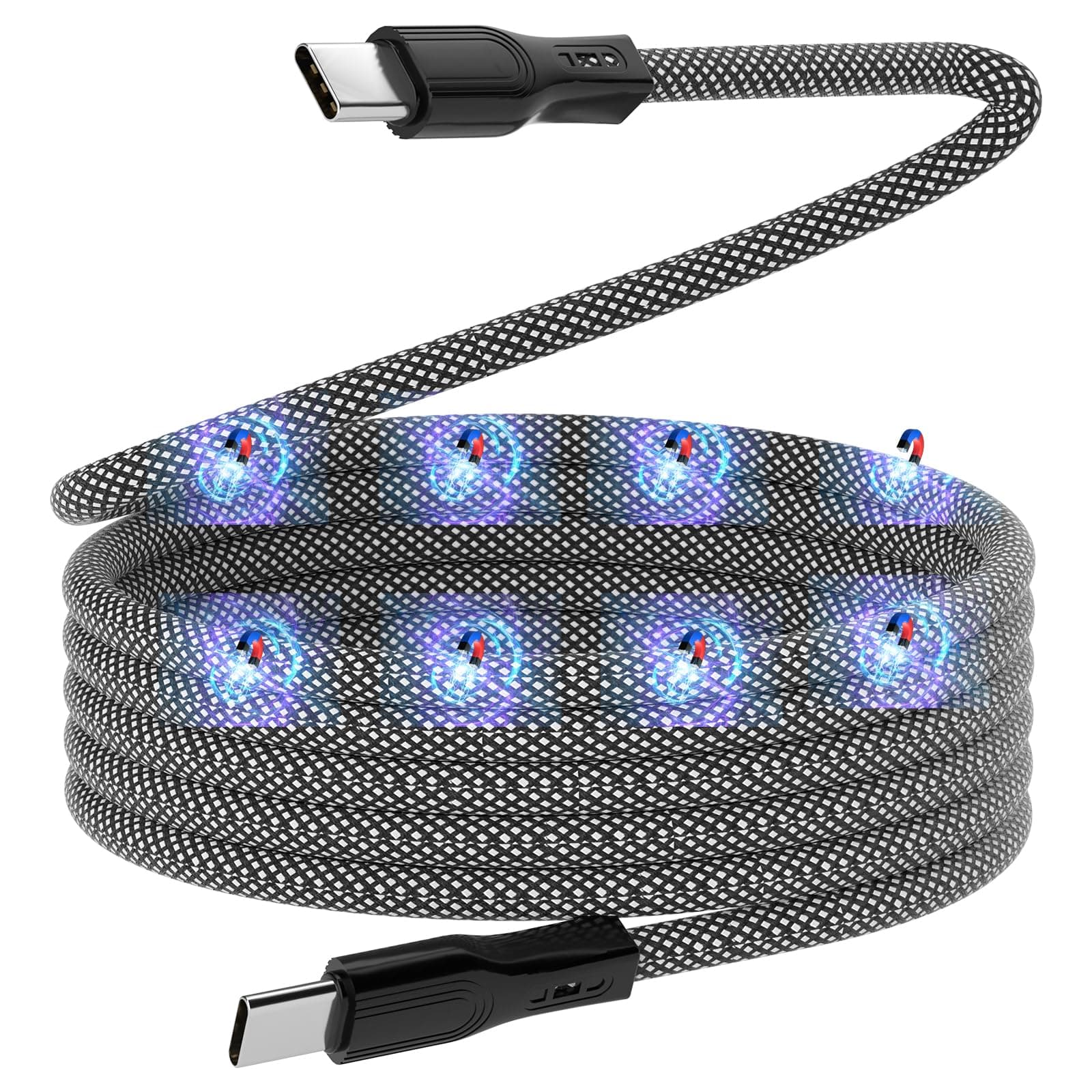 USB C Charger Cable, Magnetic Coiled 60W PD Type C Cable Fast Charging, 3.3ft USB C to USB C Cable Compatible with Samsung S23 S22 S21 Note 20 Ultra, iPad Pro 12.9 Air Mini for MacBook Air