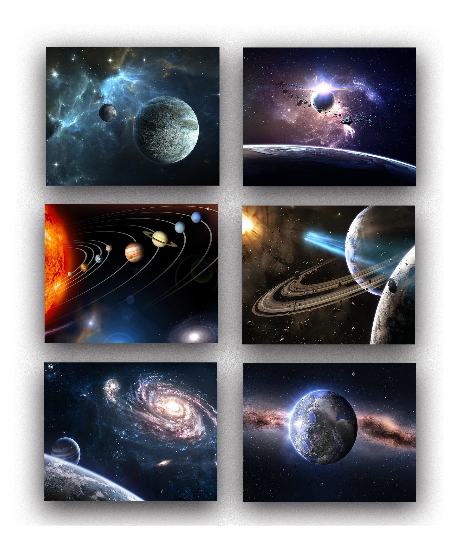 Universe Starry Sky Wall Art Outer Space Planet Wall Art Painting,for Bedroom, Lvingroom, Bathroom Decor ,Posters for Kids, Boys or Girls Room ,Astronomy Picture Modern Artwork Set of 6 ( 8" x10" )