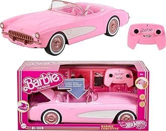 Hot Wheels Barbie RC Corvette From The Movie, Full-Function Remote-Control Toy Car Holds 2 Dolls