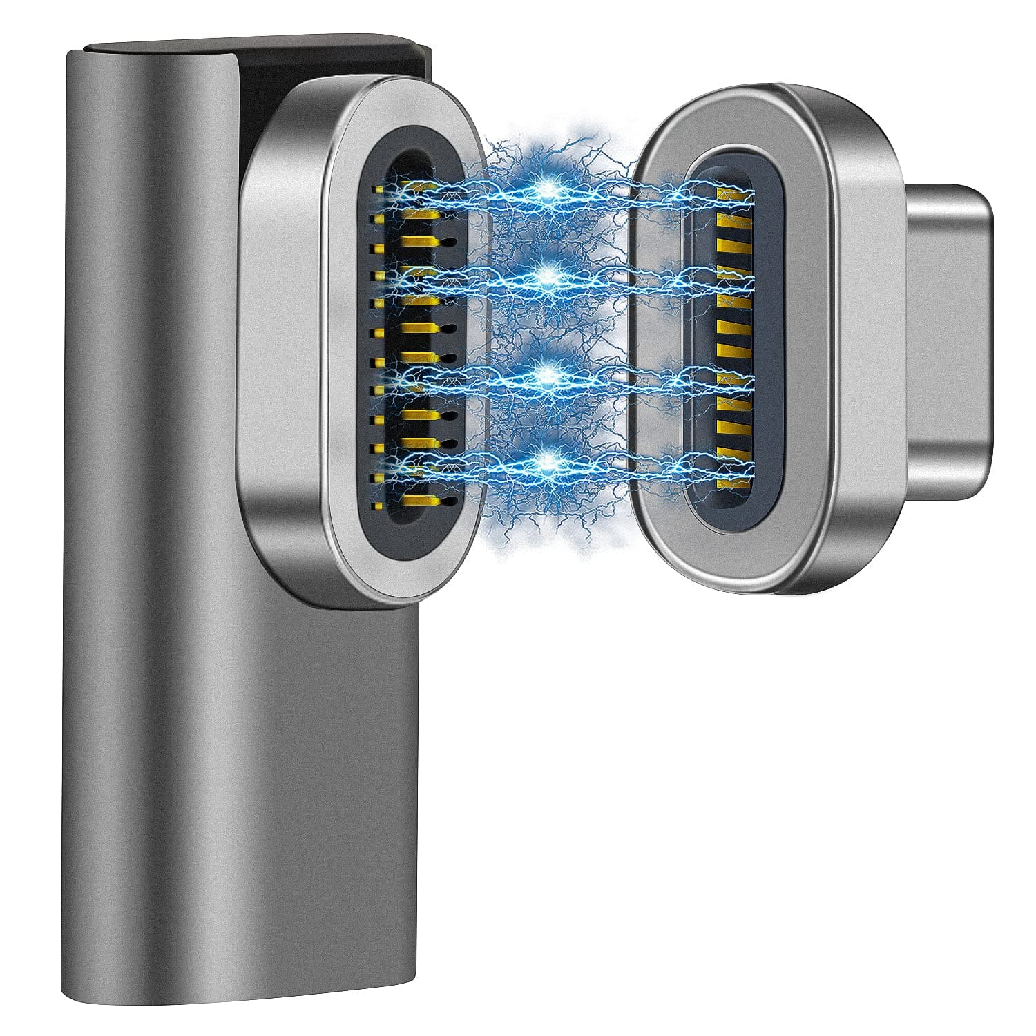 Magnetic USB C Adapter 24Pins, Thunderbolt 4 Magnetic Type C Adapter, with 100W Fast Charge, 40Gb/s Data Transfer and 8K@60Hz Video Output, Compatible for MacBook Pro/Air and More Devices