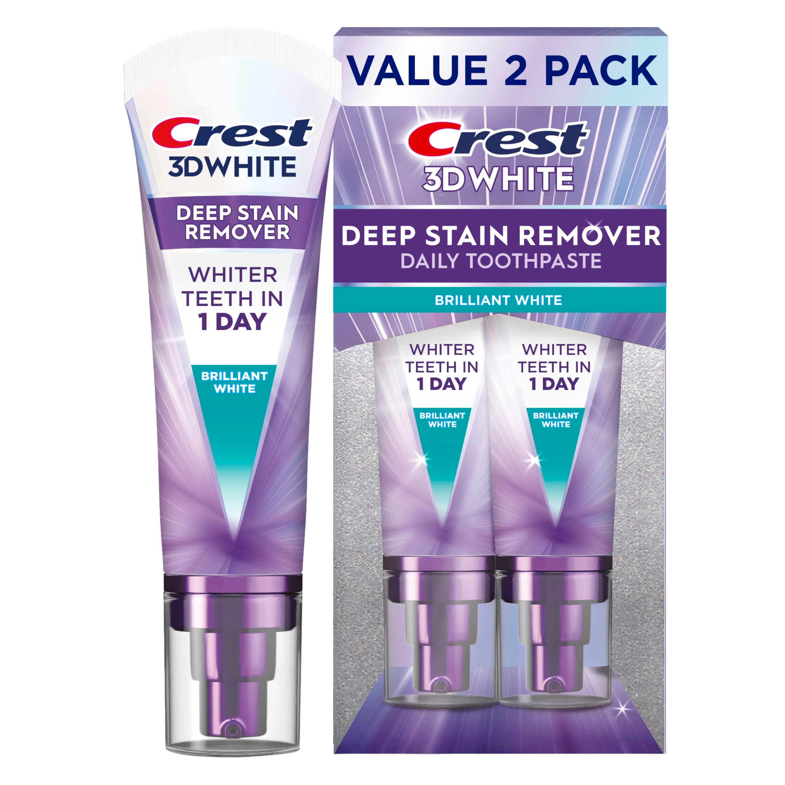3DWhite Brilliance Deep Stain Remover Brilliant White Toothpaste - 3.1oz/2pk