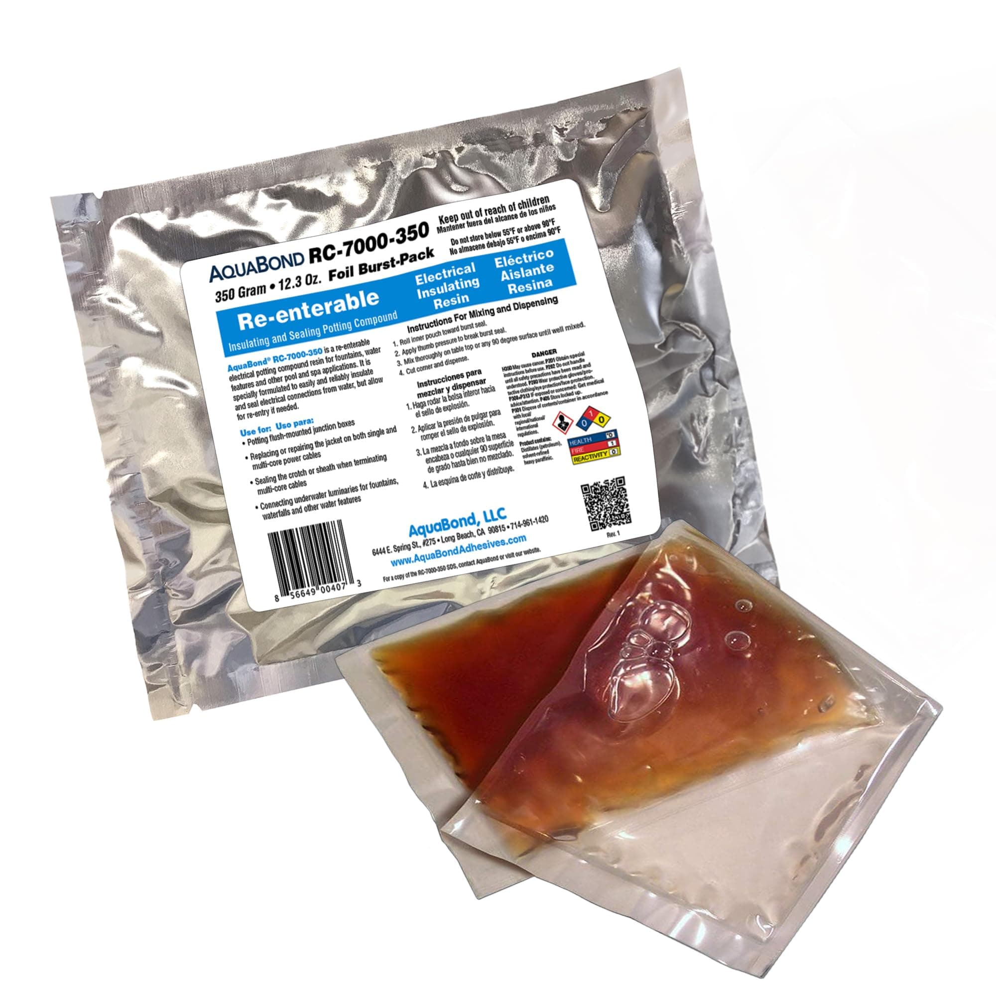 Underwater Electrical Insulating Resin | Conductive Waterproof Electronic Potting Compound for Pool, Spa, and Fountain | Easy DIY | Re-Enterable Waterproof Epoxy | RC-7000-350 (12.3 oz)