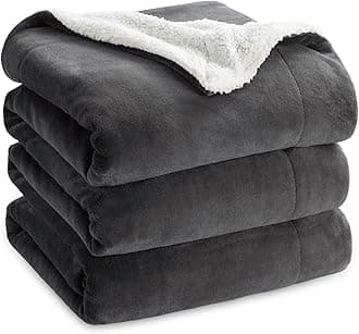 Bedsure GentleSoft Sherpa Fleece Blankets King Size for Bed, Non-Heated, Thick and Warm Throw for Women and Men, Soft Fuzzy Plush King Blanket for Winter, Charcoal, 108x90 Inches