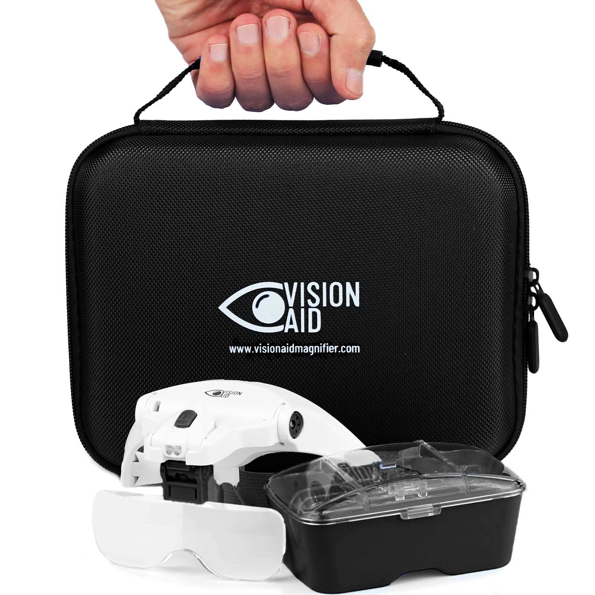 Magnifying Glasses with Light for Close Work, Headband Illuminated Hands Free Magnifier with Storage Case for Coins Macular Degeneration Miniatures (requires 3 AAA batteries)