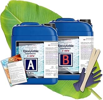 9 Kg Epoxy Resin Epoxytable Five Ideal for creating River Table, Furniture, Clear Casting, Countertops 5 cm, Jewellery and Artistic Creations, Non-toxic Certified, Technical Assistance in English