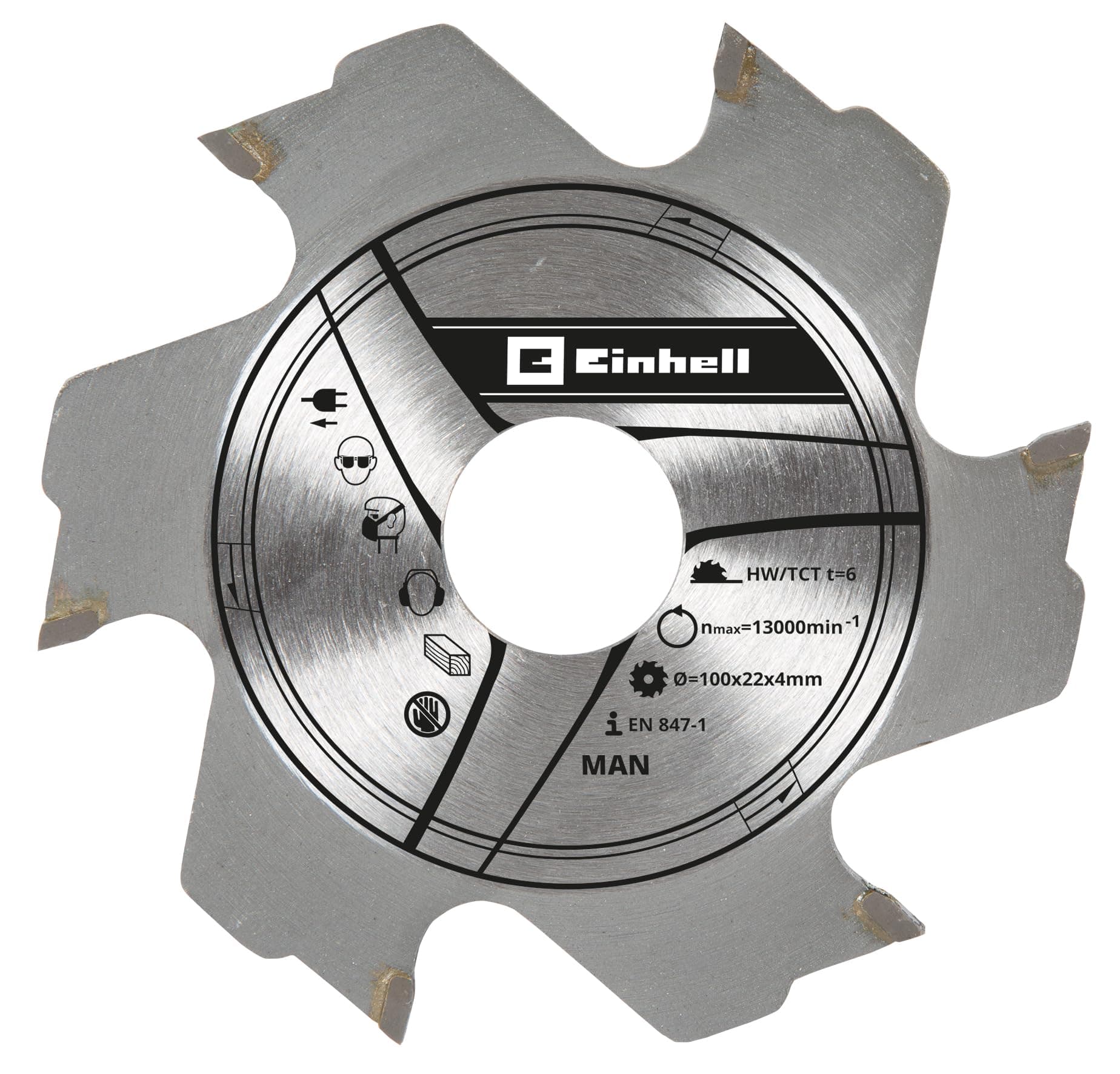Einhell kwb Milling Blade 100 x 22 x 3.8 mm Flat Dowel milling Accessories (Diameter 100 x 22 x 3.8 mm, 6 Teeth, Suitable for Dowel Mill).
