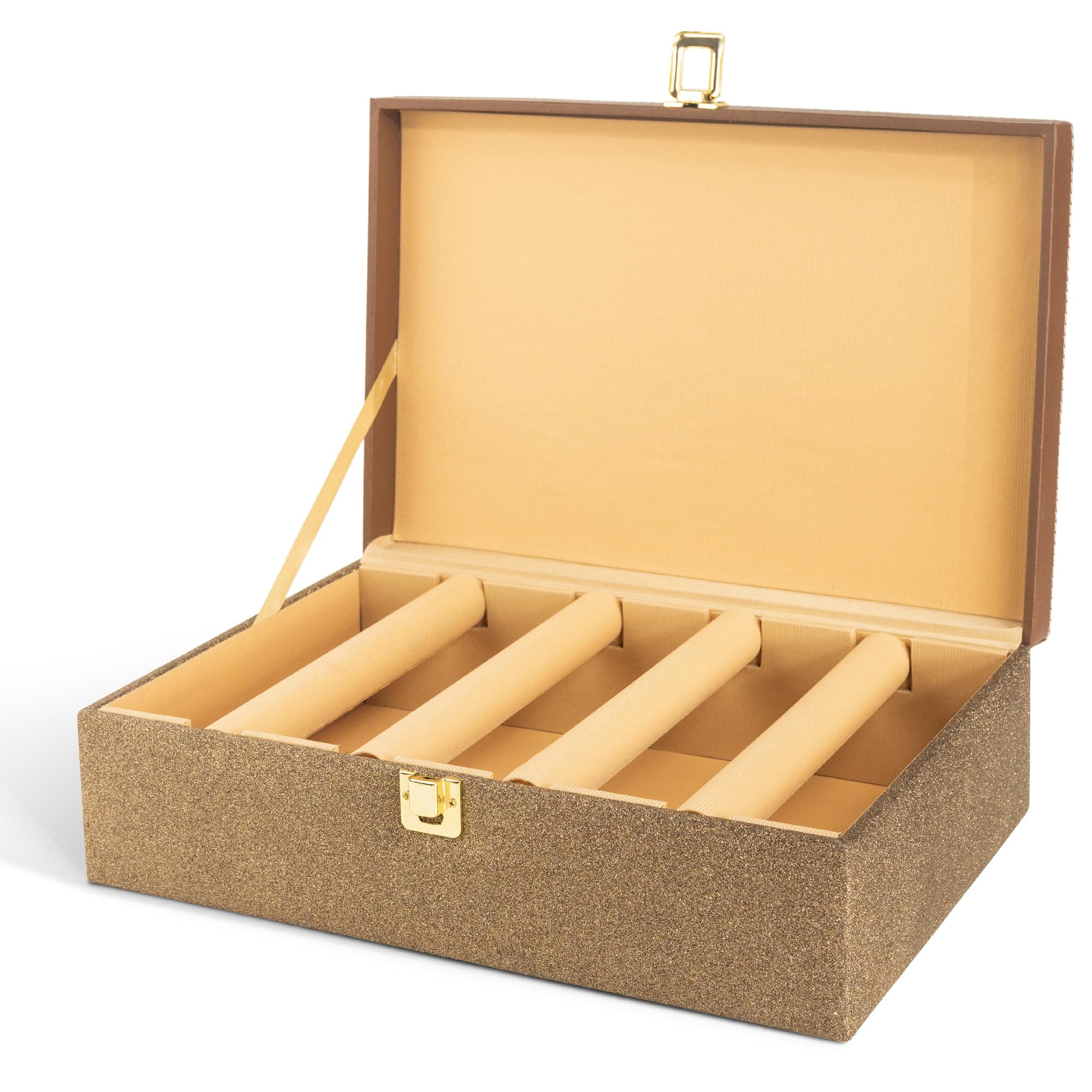 Birch & Co. Bangle Organizer - Bangles Box for Women - Chudi Box for Bridal - Bangle Storage Box for Bride, Durable & Elegant Bangle Holder, Large, Gold,Engineered Wood