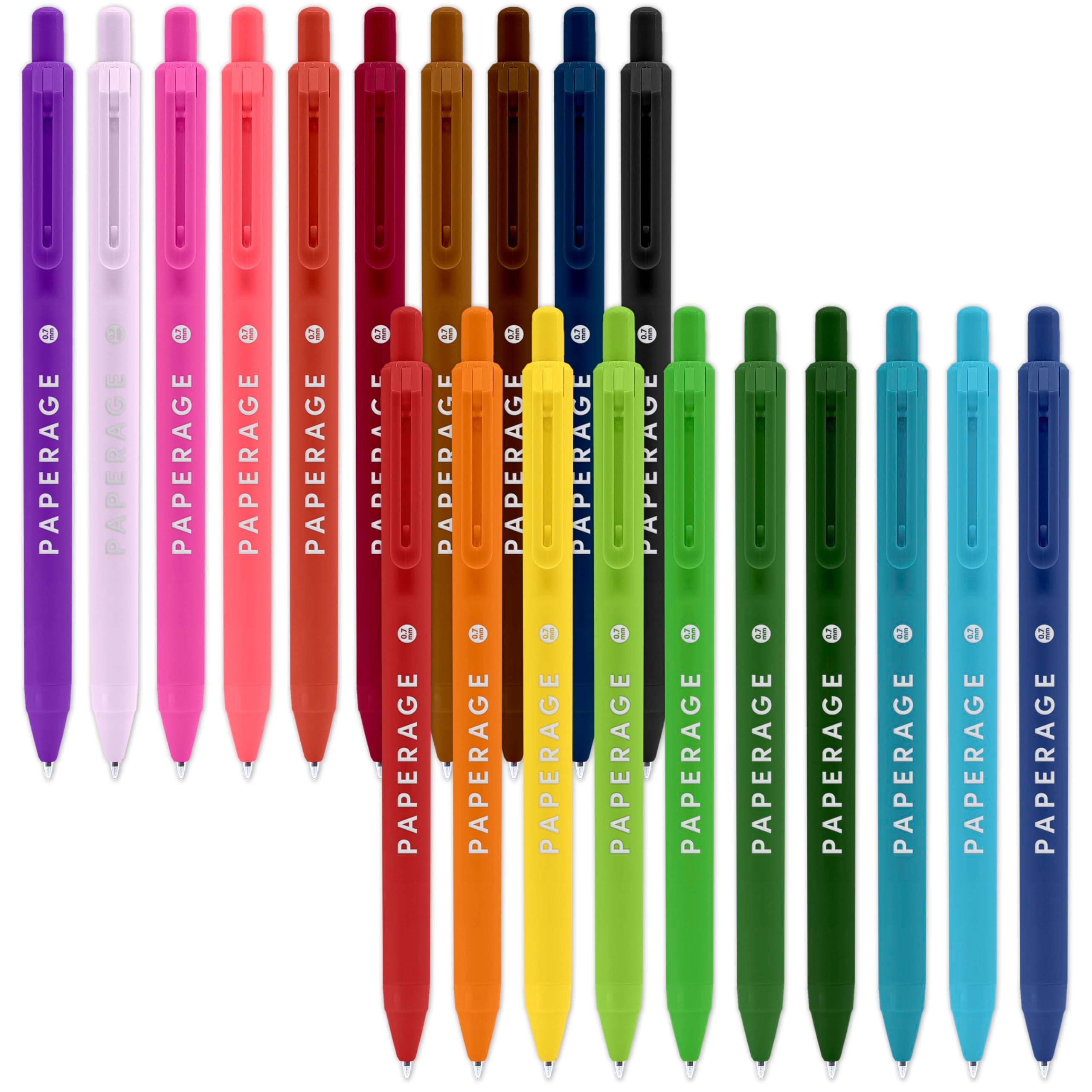 Gel Pens With Retractable Medium Point (0.7mm), 20 Pack Colored Gel Pens, Assorted Colors, Smooth Writing Pens For Journals, Notebooks, Note Pads, Drawing, Office & School Supplies