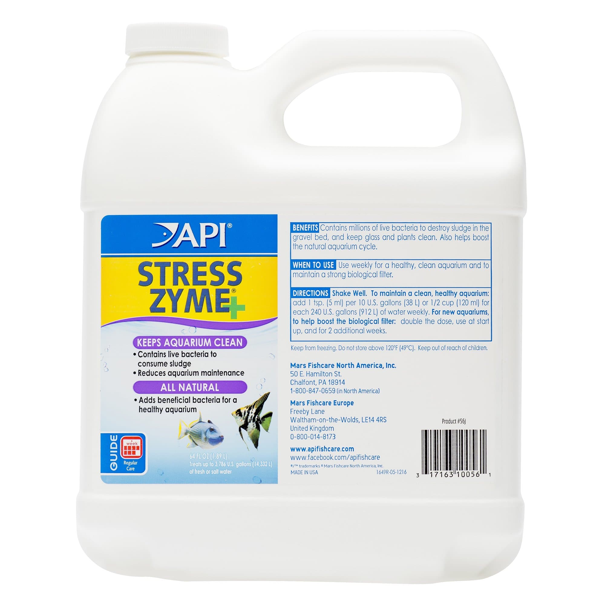 API STRESS ZYME Freshwater and Saltwater Aquarium Cleaning Solution 64-Ounce Bottle