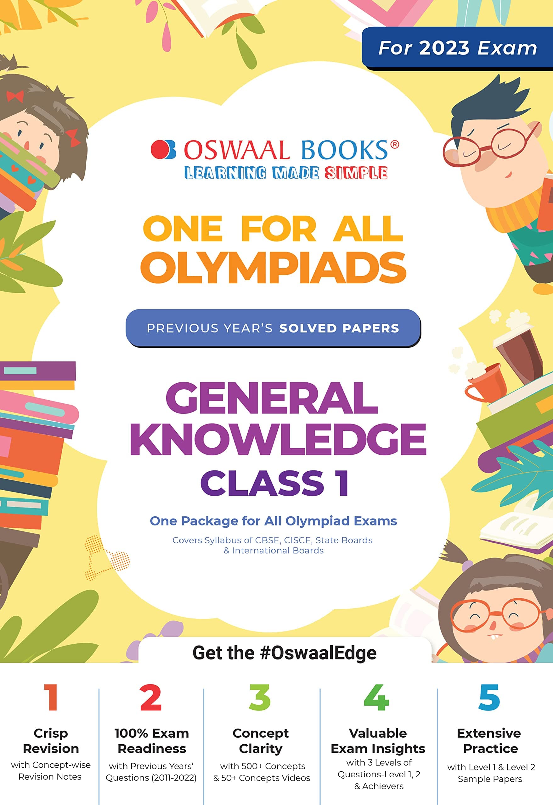 Oswaal One For All Olympiad Previous Years Solved Papers, Class-1 General Knowledge Book (Useful book for all Olympiads) (For 2023 Exam)