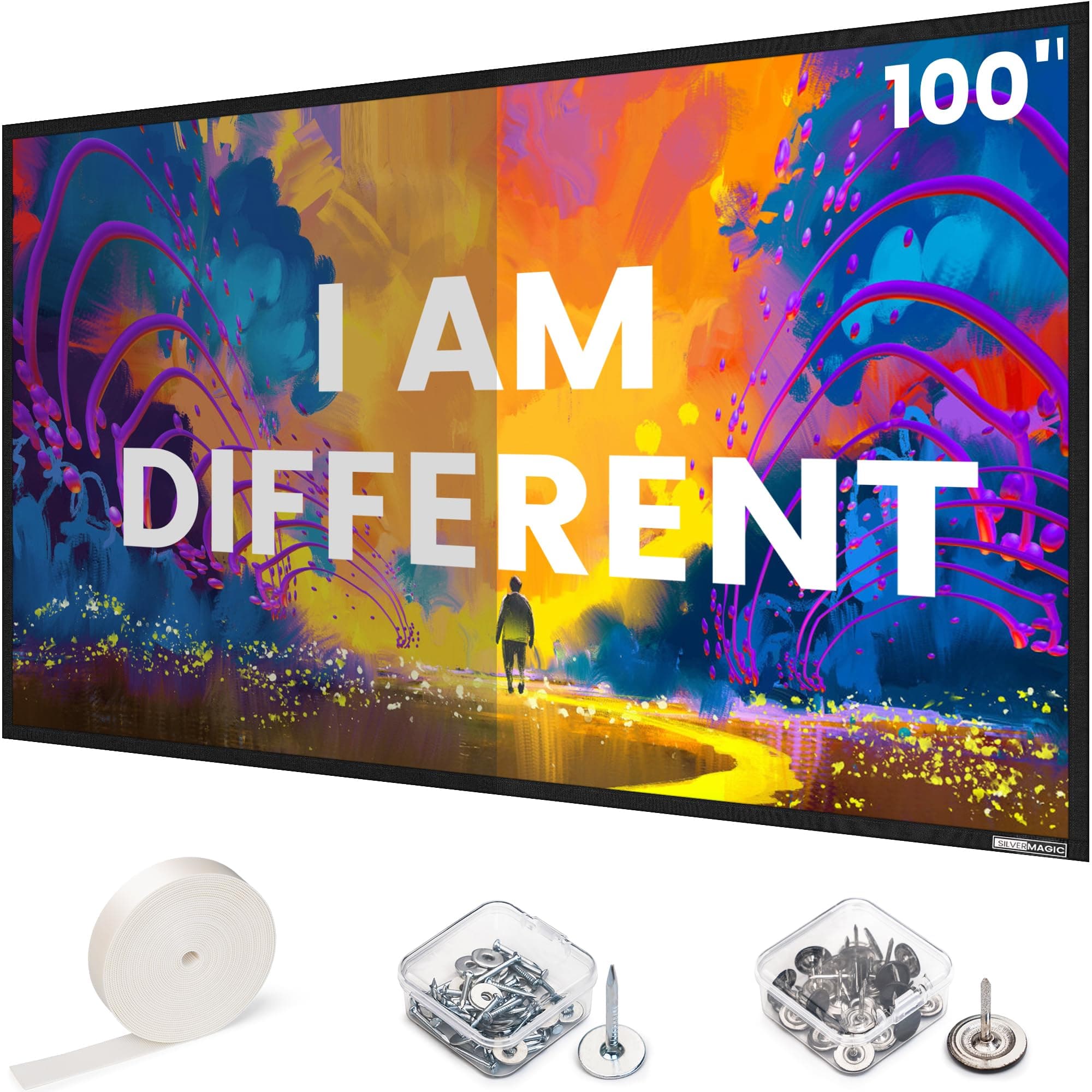 2024 New ALR Projector Screen - Fixed Frame Like & Wall Mounted - High Contrast 70% ALR High Brightness 2.7X Gain - 100 inch 16:9 Gray Screen -