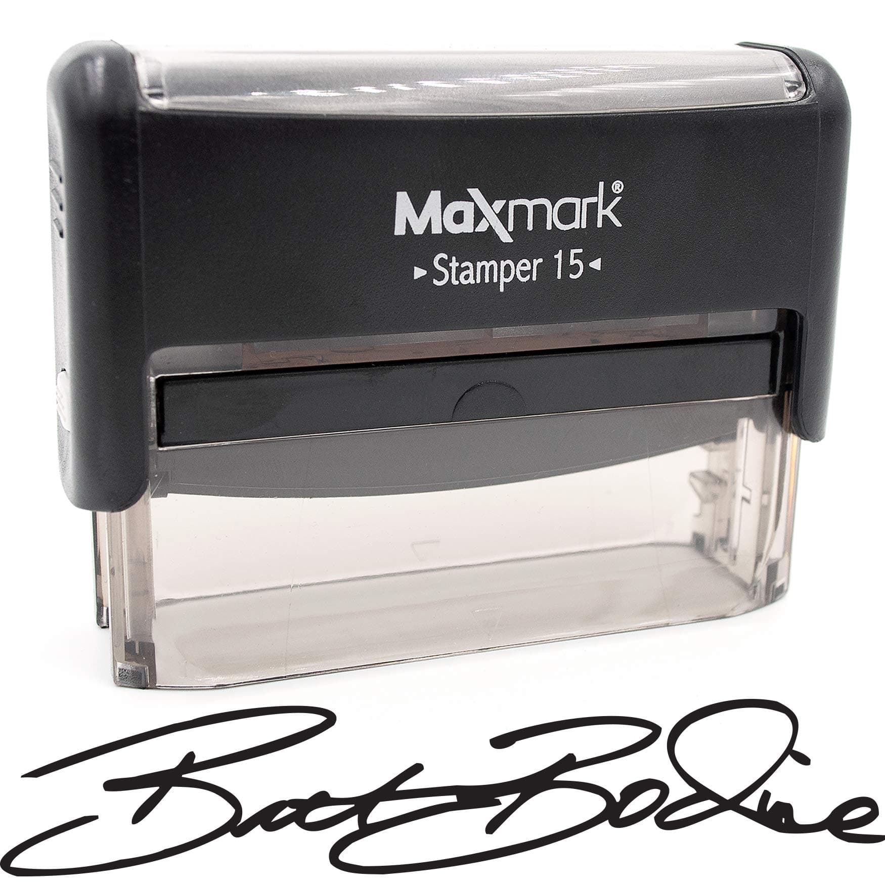 Custom Signature Stamp - Wide and Medium Size Self-Inking Stamp Customized with Your Signature w/ Extra Replacement Ink Pad