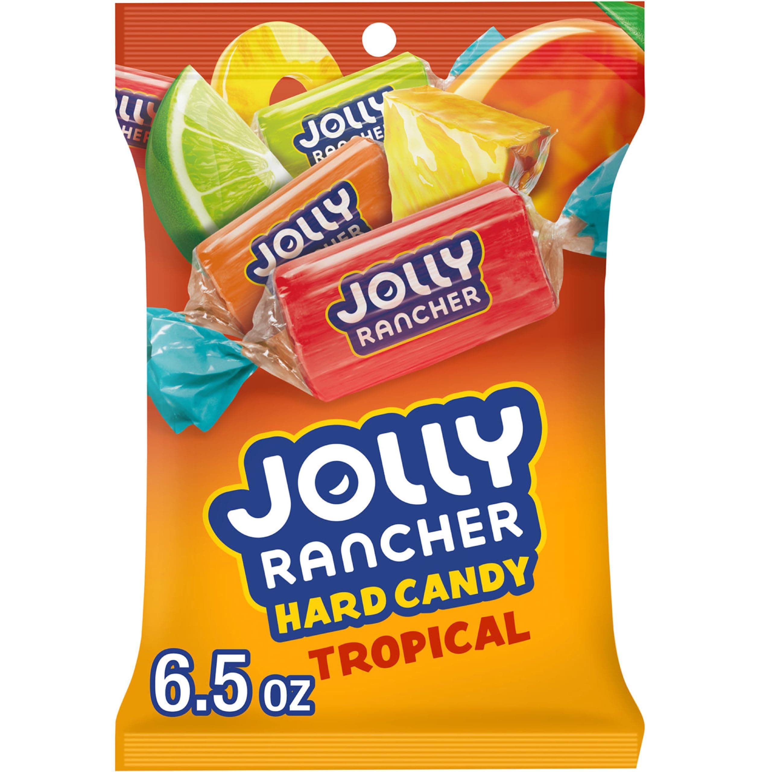 Jolly Rancher, Assorted Tropical Fruit Flavored Hard Candy, Individually Wrapped, 6.5 oz, Bag 184g
