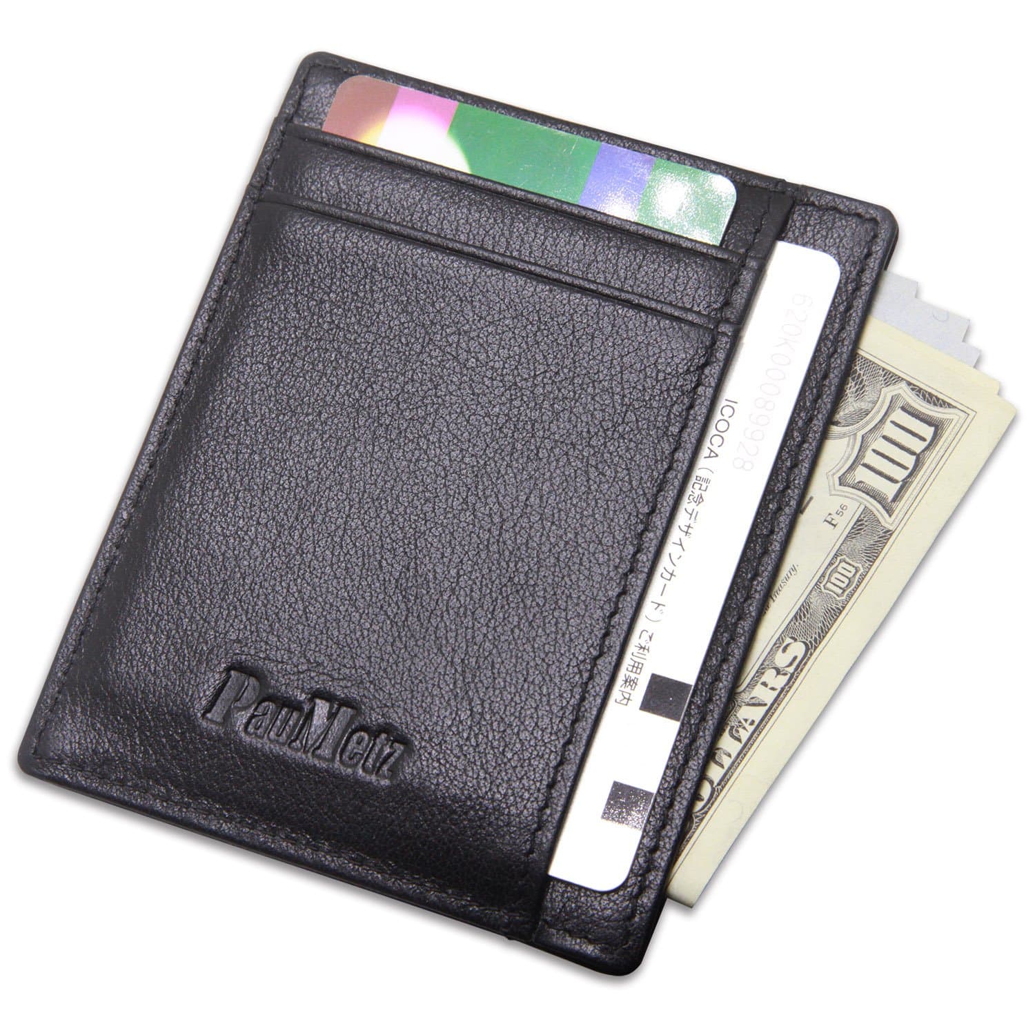 PauMetz RFID Blocking Genuine Leather Front Pocket Wallet Card Case