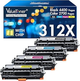 Valuetoner Remanufactured Toner Cartridges Replacement for HP 305A HP 312A Toner Cartridges 305X 312X High Yield for Laserjet Pro 400 300 Color M451dn M451dw M451nw M475dw MFP M476nw Printer (4-Pack)