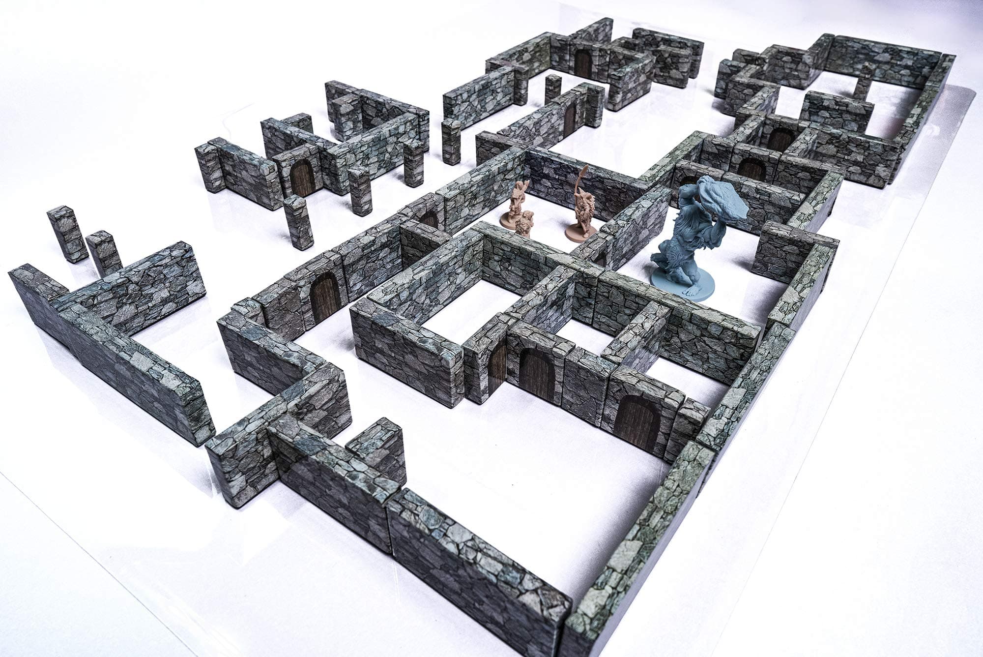DIY Modular Dungeon Wall System - Stone Graphic 28mm Miniature Roll Playing Game - Dungeons and Dragons Maps - DND Role Play - Battle Grid Mat Accessory