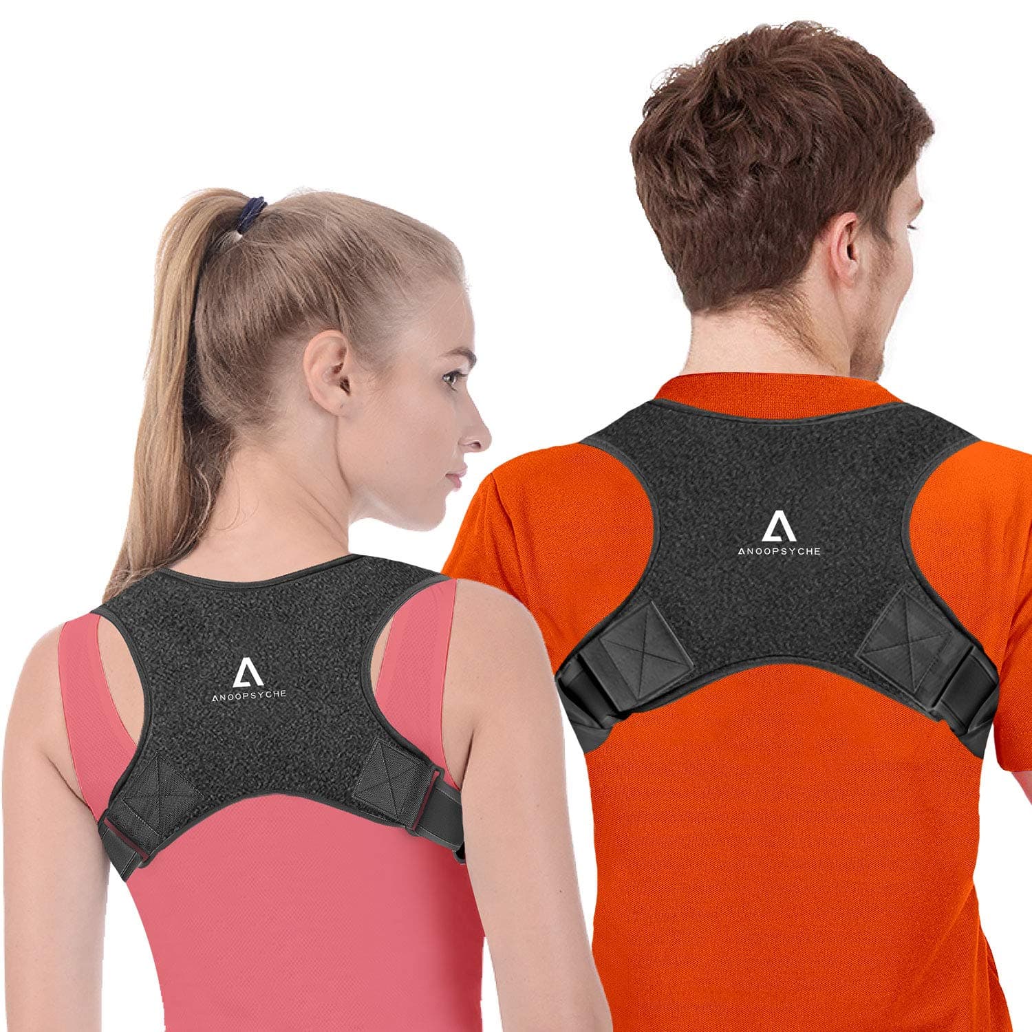Anoopsyche Posture Corrector for Women Men, Adjustable Upper Back Brace, Physical Therapy Posture Brace for Back, Shoulder, Spinal Support Relief Neck Pain with Anti-scratch Pads Black1