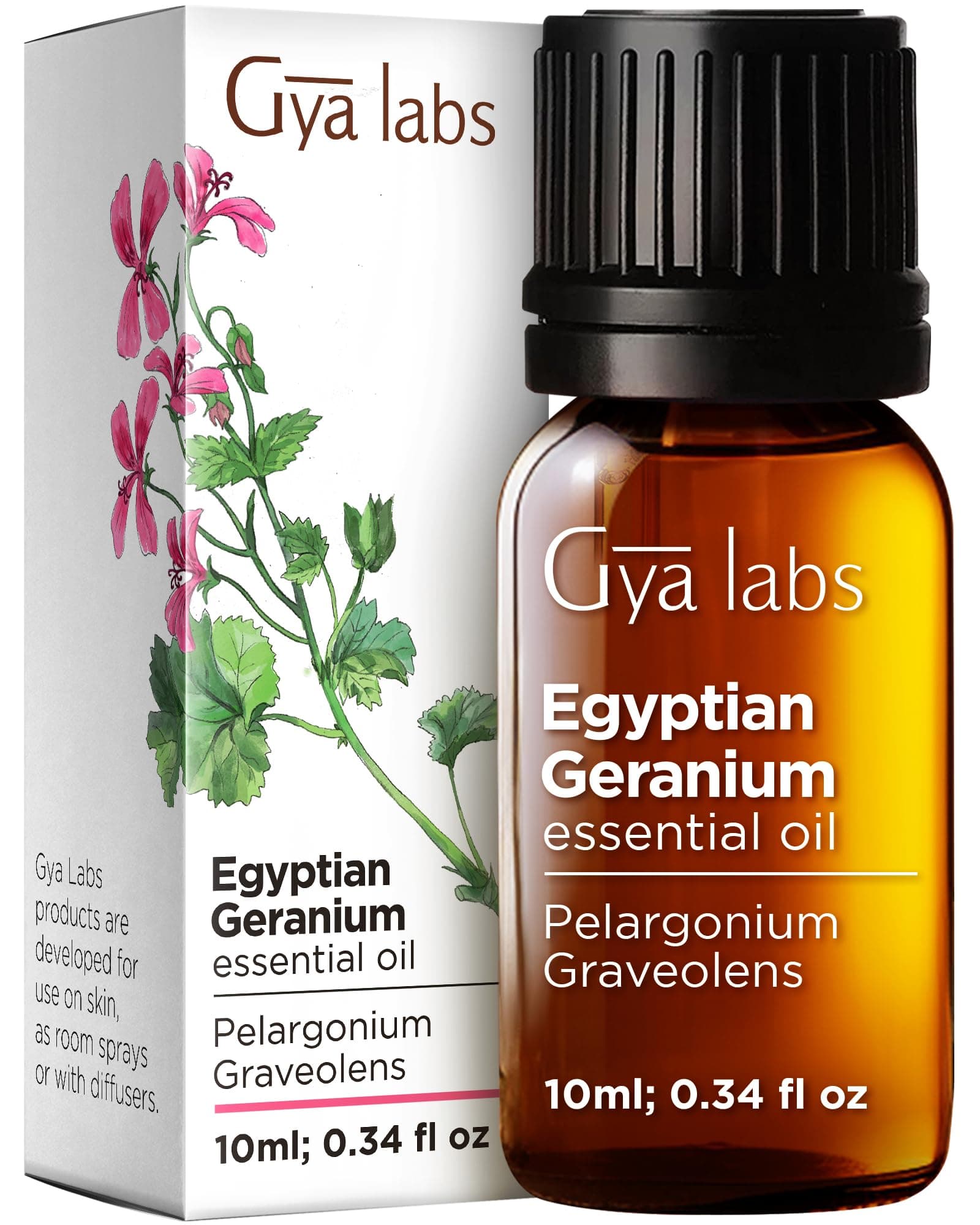 Gya Labs Egyptian Geranium Essential Oil for Diffuser - Natural Aromatherapy Geranium Oil for Skin - Geranium Oil for Hair Care, Massages & Candle Making - 100% Natural (10ml)