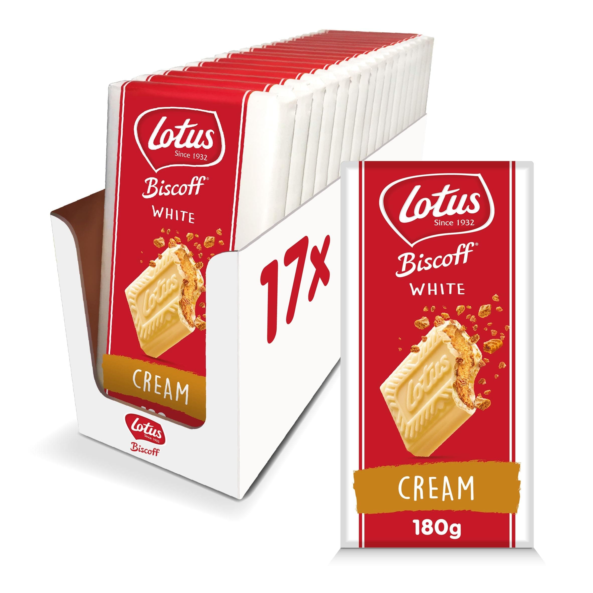 Biscoff - White Chocolate Bars with smooth Biscoff cream - 17 individually wrapped bars - Belgian chocolate - 17 x 180g - 3,06kg