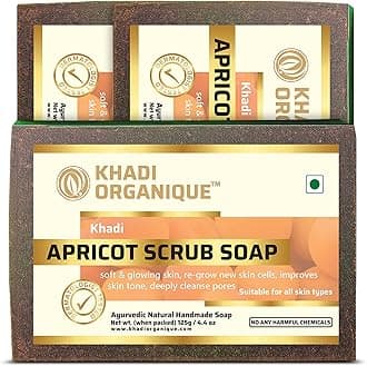 Khadi organique handmade apricot scrub soap pack of 3 100% herbal natural soap