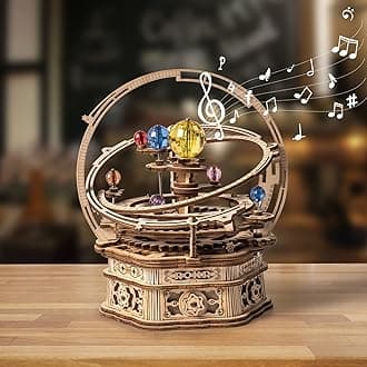 ROKR 3D Wooden Puzzles for Adults Mechanical Music Box-Starry Night, DIY Rotating Music Box Model Building Kits for Teens, DIY Crafts/Hobbies/Gifts Desk Decor for Boys Ages 14+ (Starry Night)
