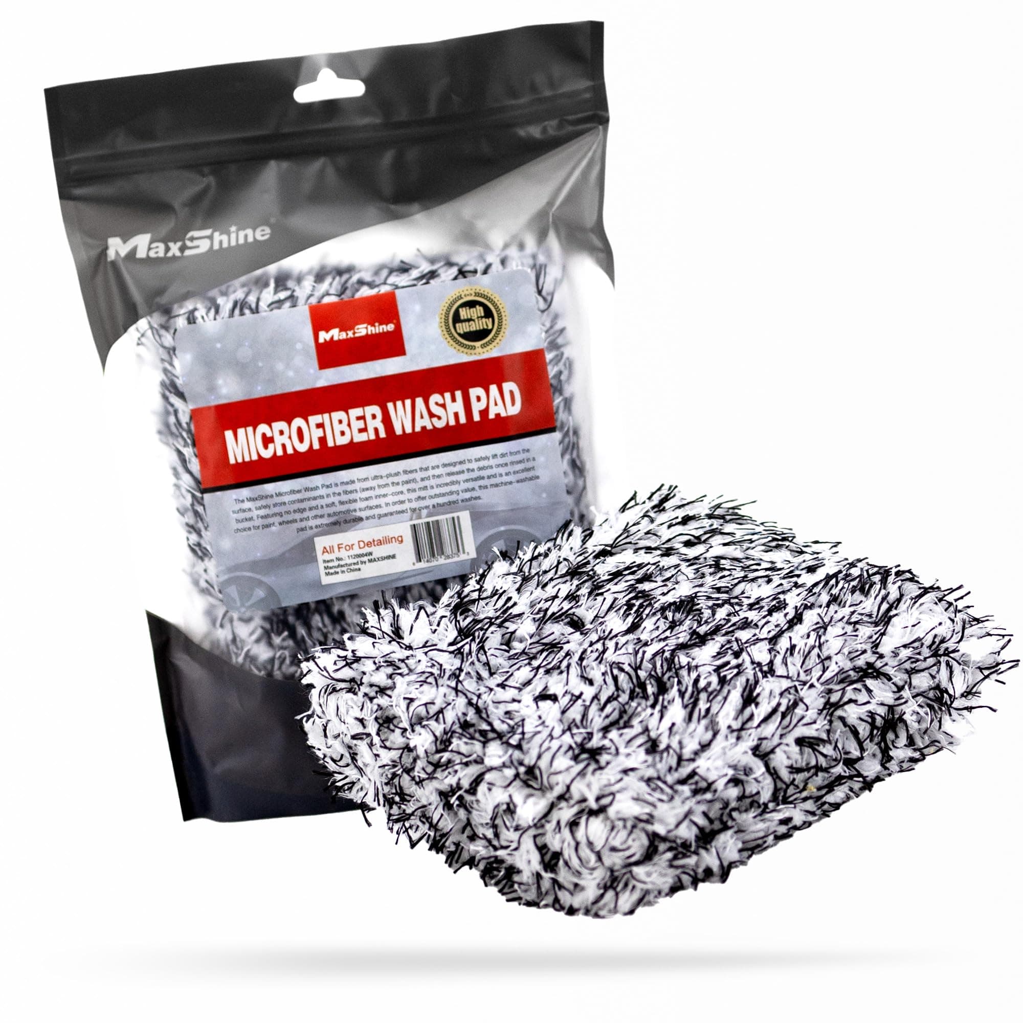 Maxshine Universal Super Fluffy Microfiber Wash Pad | Ergonomic Scratch-Free Car Wash Pad for Wax, Sealants & Glazes | Washable Reusable Microfiber Pad | Auto Detailing & Car Cleaning Tool