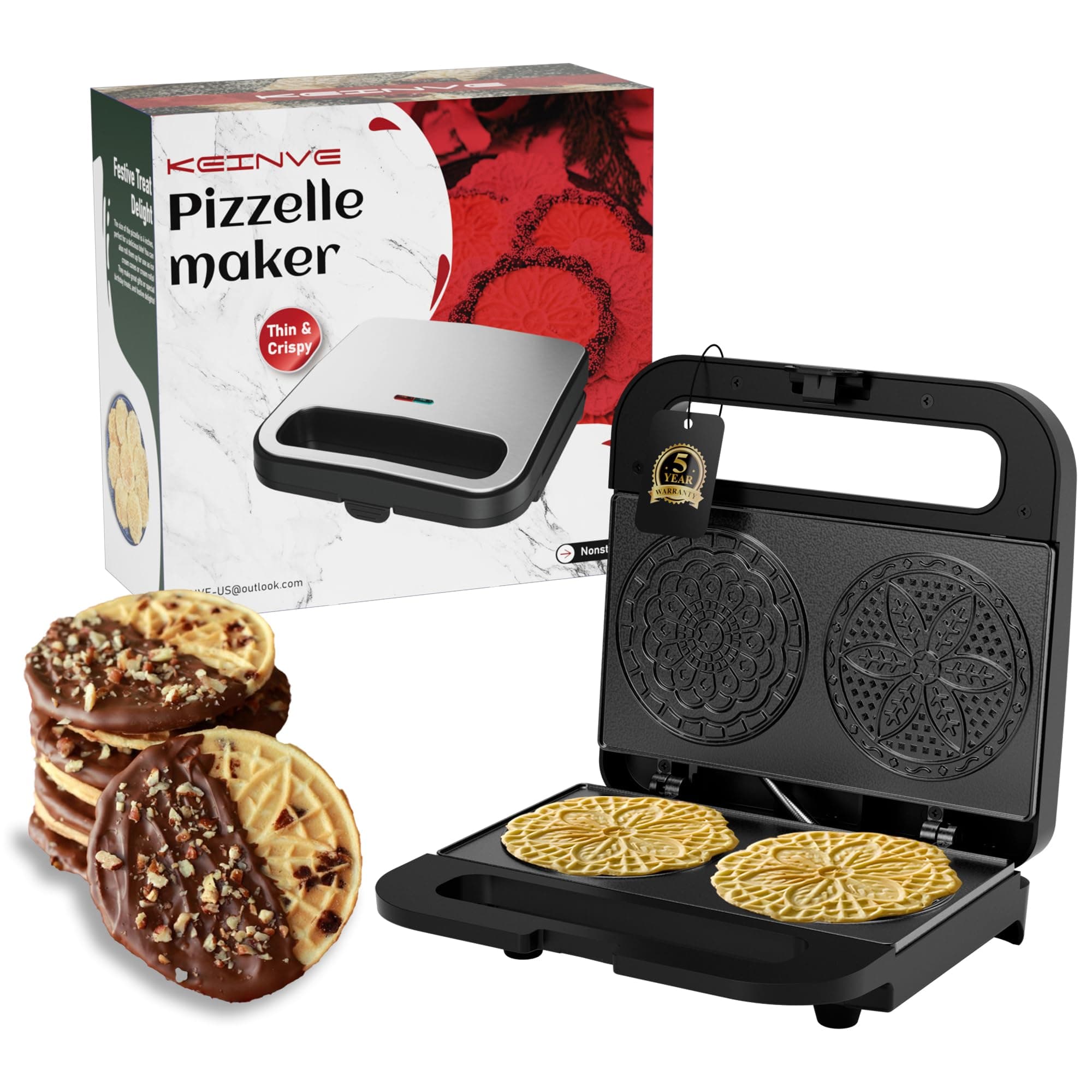 - Pizzelle Maker Machine, Mini Non-stick Electric Pizzelle Cookie Baker for Holiday, Party, Treat (Ceramic Coating, 2 * 4") (ceramic coating)