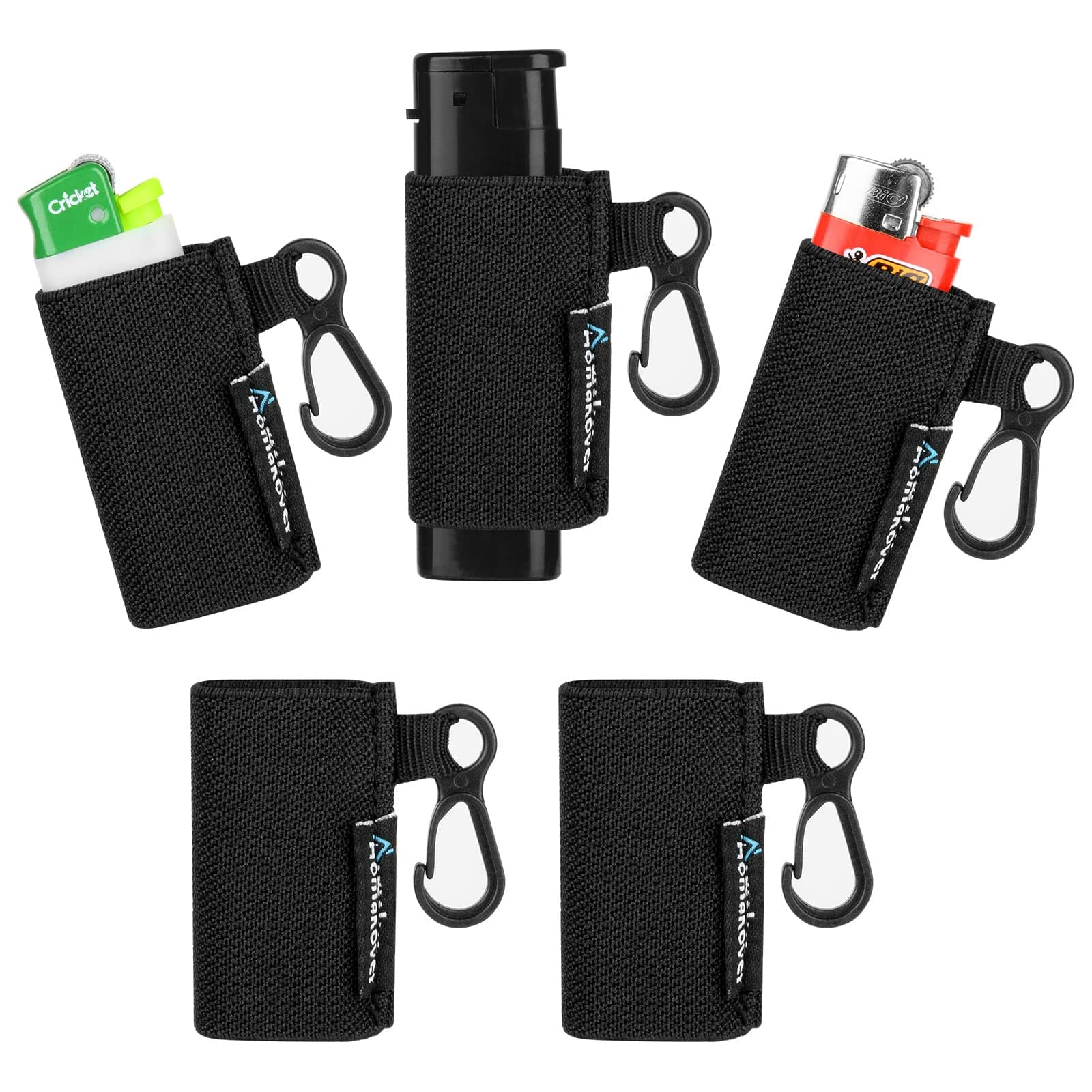 Retractable Lighter Holder Keychain with Belt Clip, Elastic Lighter Leash Classic Lighter Cover, Double Clip for Convenience,Retract Extension 24", Fits for BIC Classic Lighter,Pack of 4