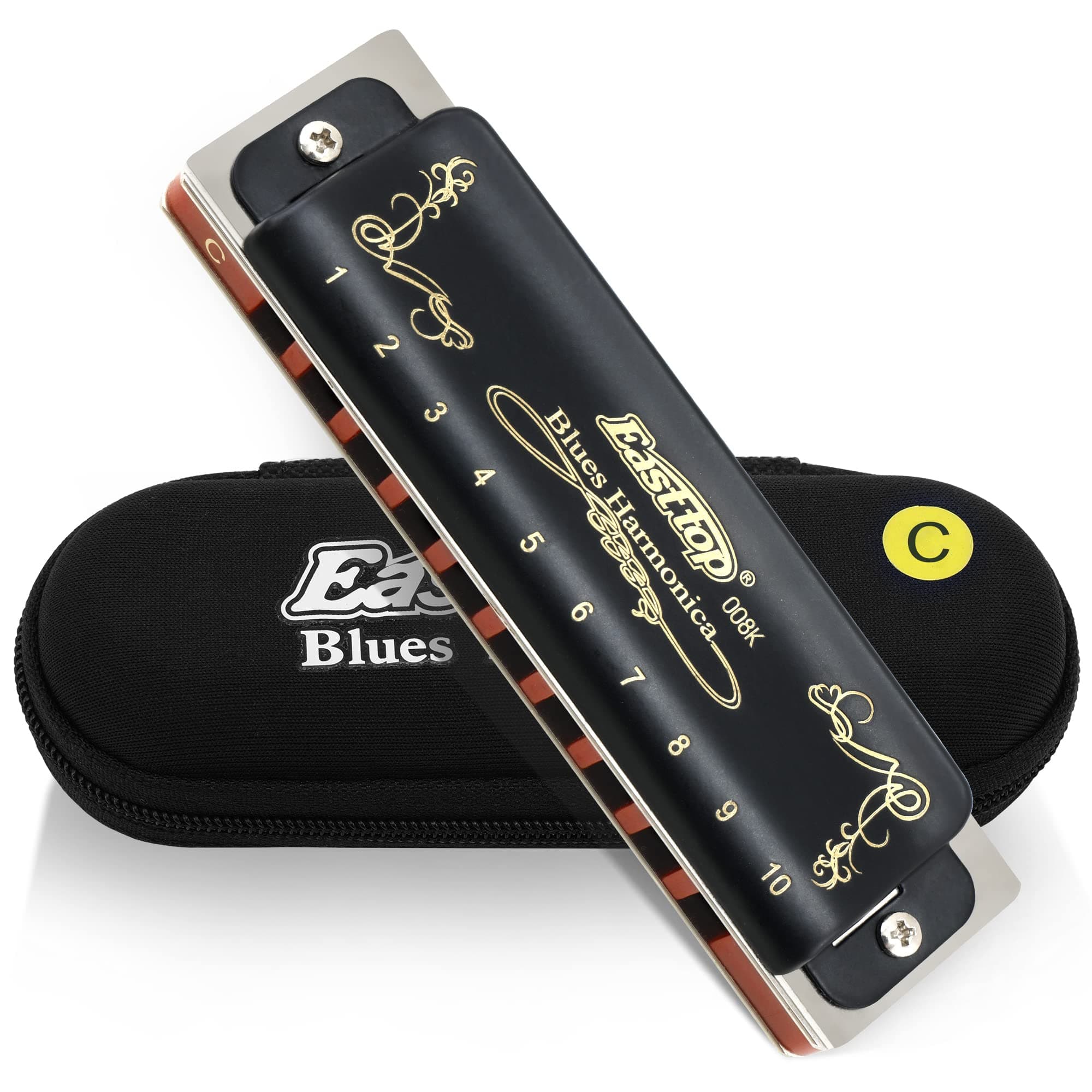 East top Diatonic Harmonica in C, Diatonic Mouth Organ Harmonica C Key 10 Holes 20 Tones, Top Grade harmonica for Adults, Professionals, Beginners and Students